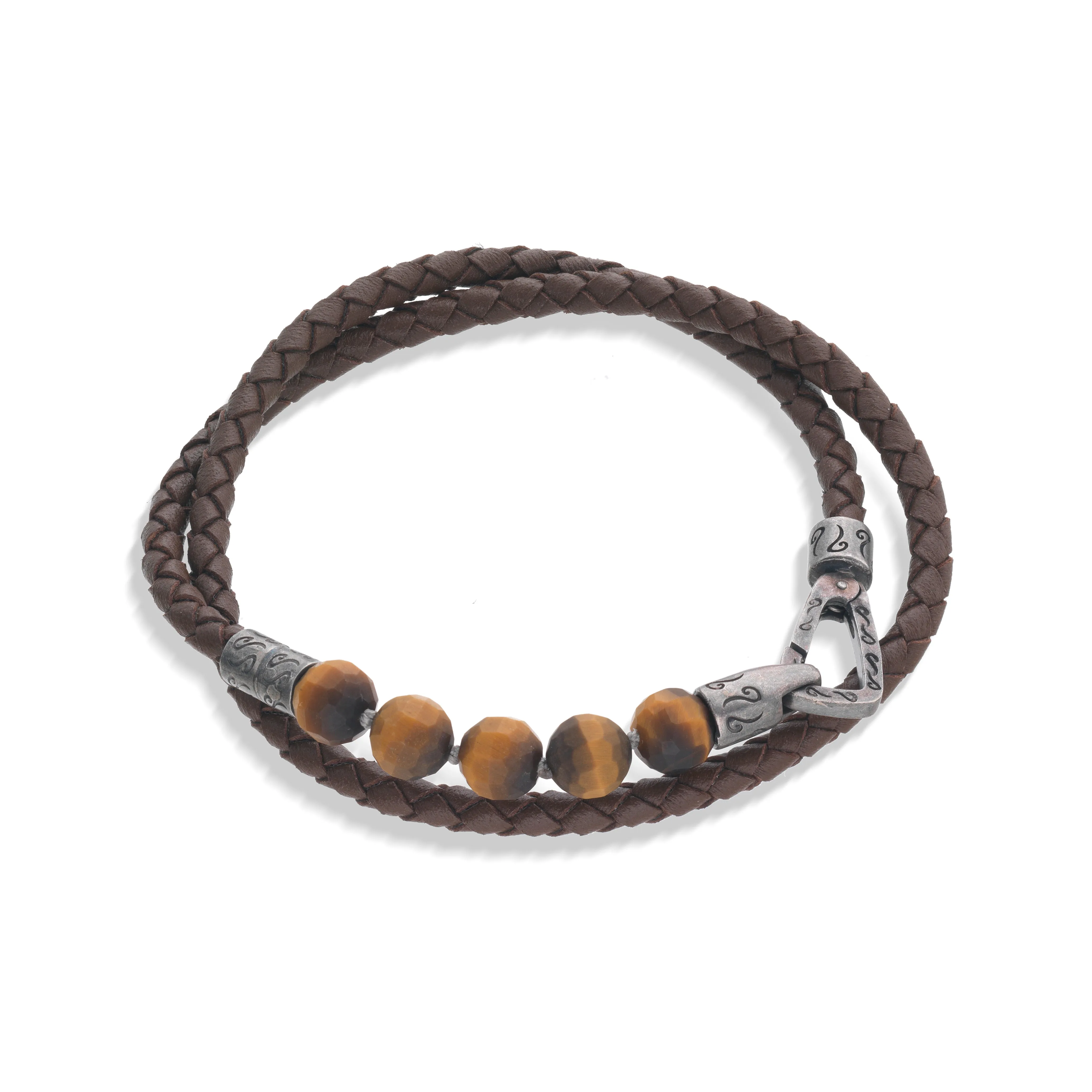 LASH Faceted Tiger Eye Double Wrap Leather Bracelet sold by Marco Dal Maso product image thumbnail 3
