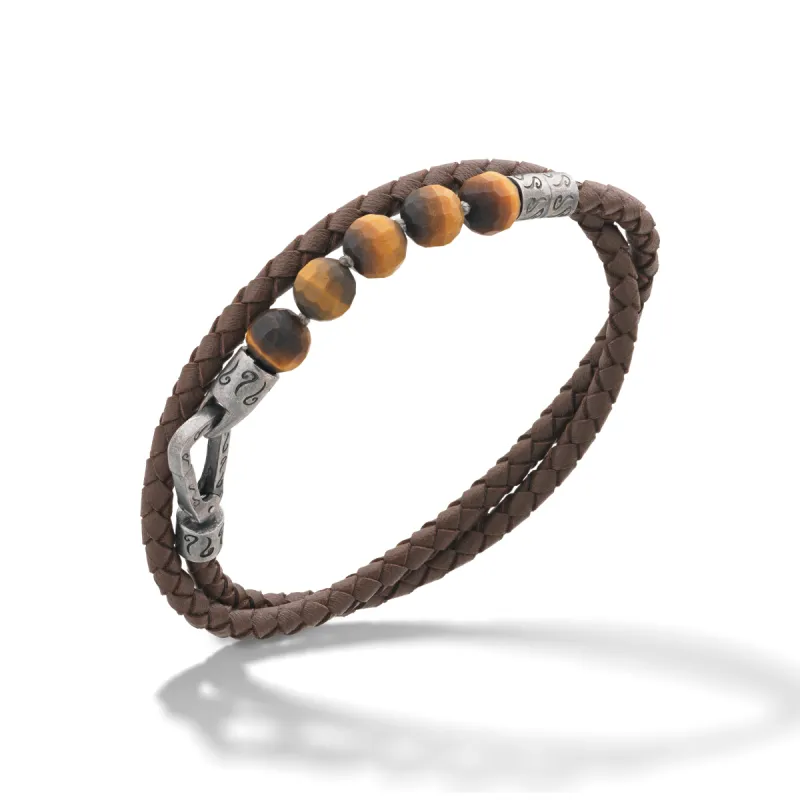 LASH Faceted Tiger Eye Double Wrap Leather Bracelet sold by Marco Dal Maso