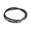 Polished 6mm Onyx Double Wrap Black Leather Bracelet sold by Marco Dal Maso