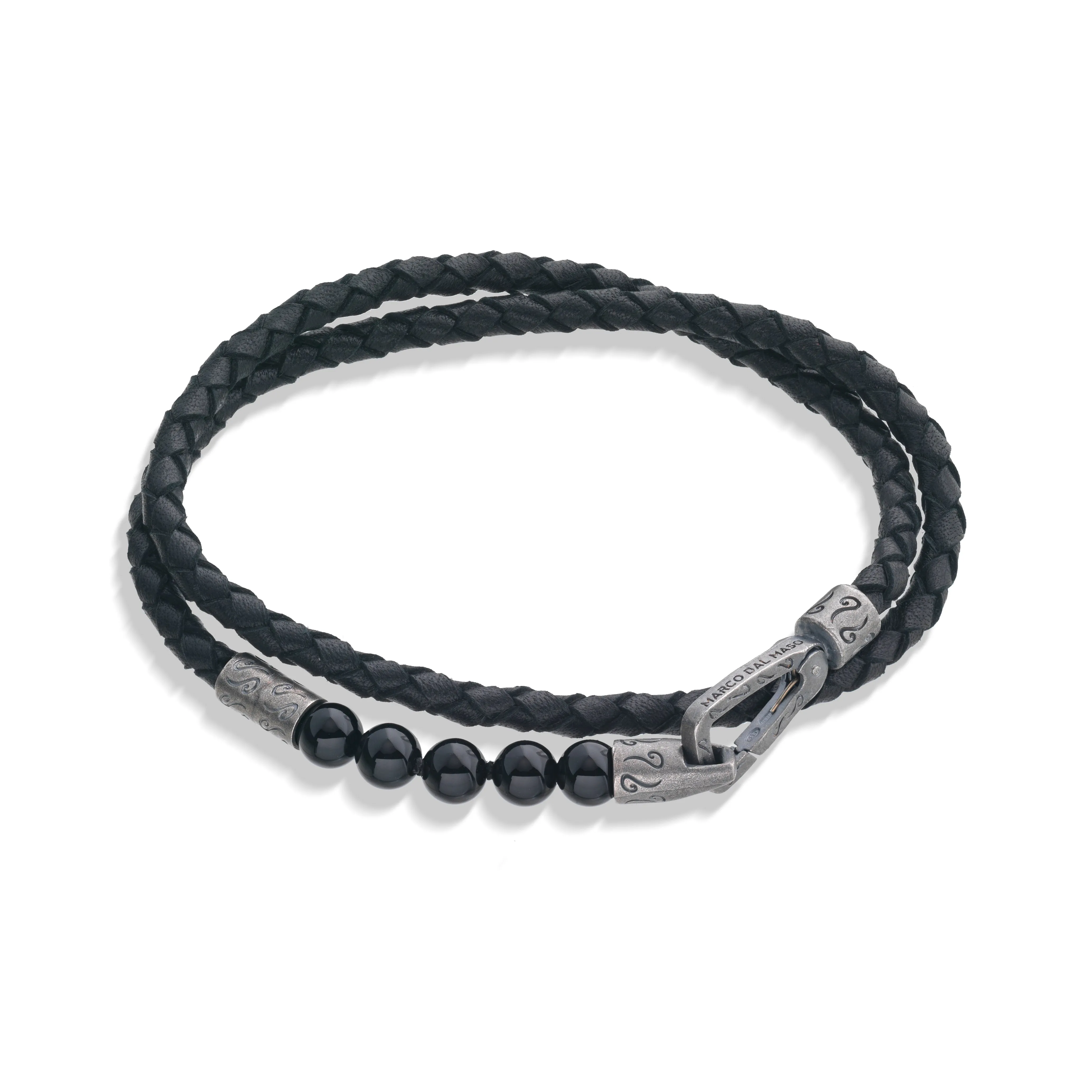 Polished 6mm Onyx Double Wrap Black Leather Bracelet sold by Marco Dal Maso product image thumbnail 3