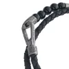 Polished 6mm Onyx Double Wrap Black Leather Bracelet sold by Marco Dal Maso