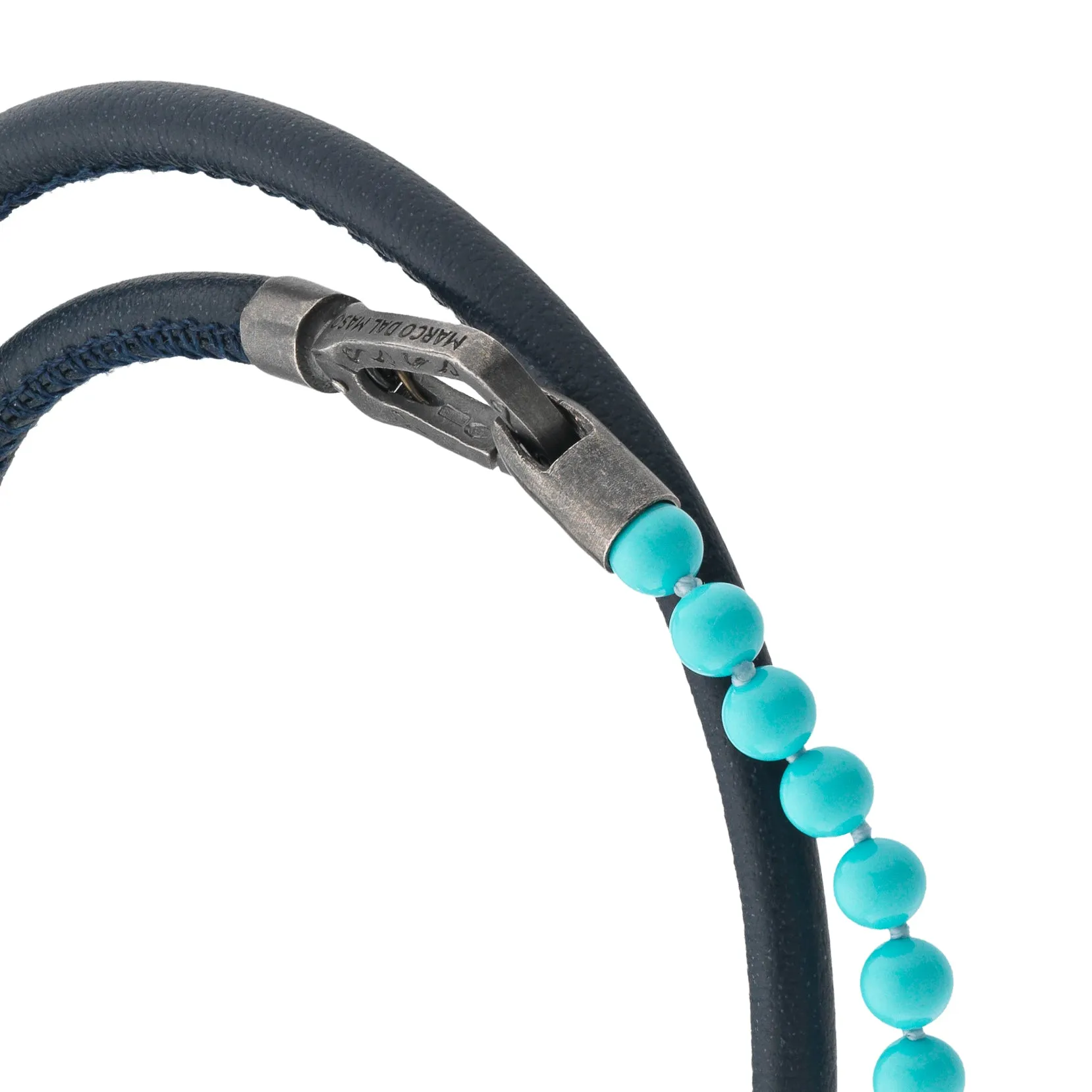 Mini Turquoise Beads Double Wrap Bracelet with blue leather sold by Marco Dal Maso product image thumbnail 3