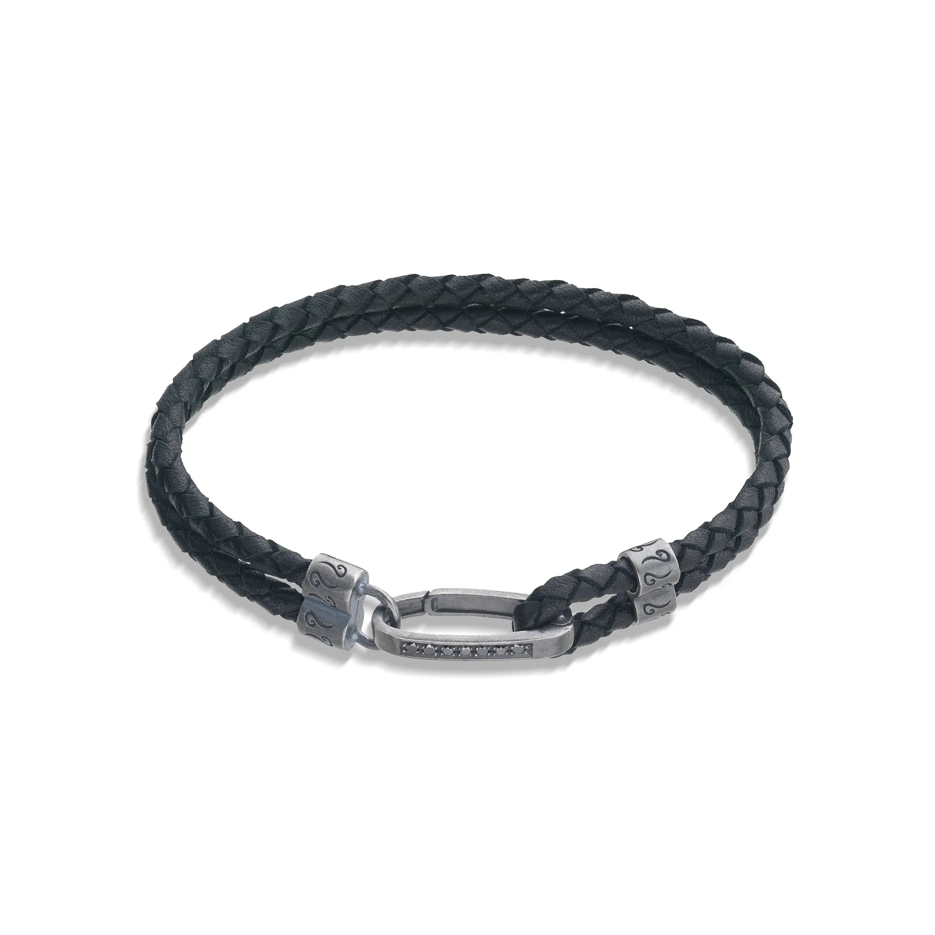 LASH Black Diamonds Silver Clasp Bracelet with Black Leather sold by Marco Dal Maso product image thumbnail 4