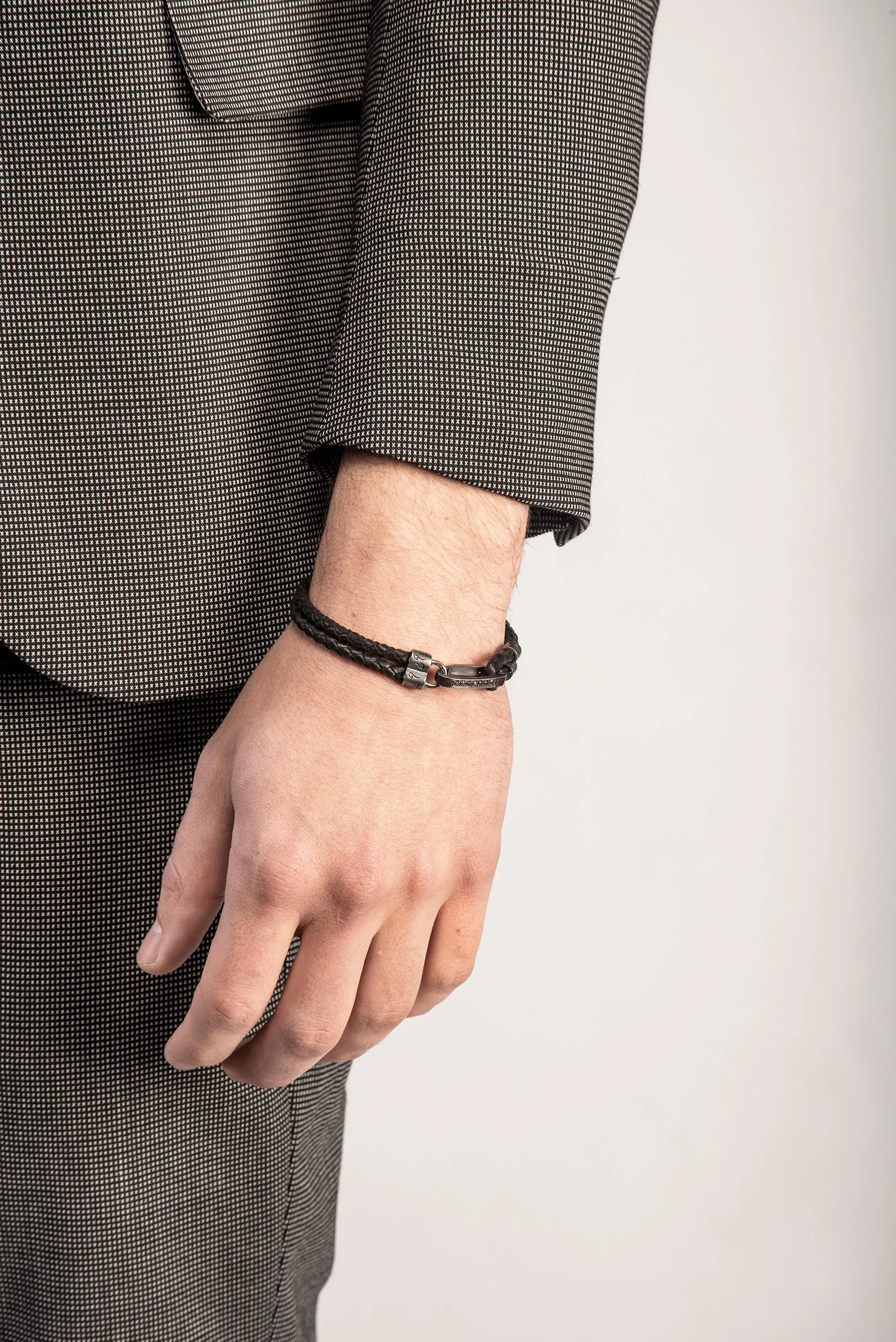 LASH Black Diamonds Silver Clasp Bracelet with Black Leather sold by Marco Dal Maso product image thumbnail 2