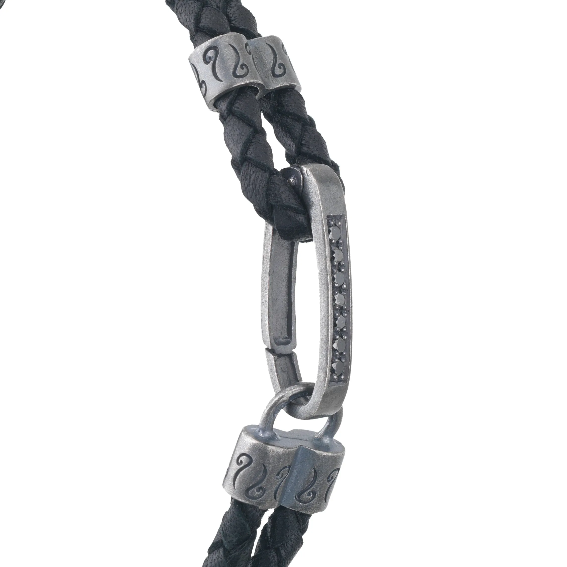 LASH Black Diamonds Silver Clasp Bracelet with Black Leather sold by Marco Dal Maso product image thumbnail 3