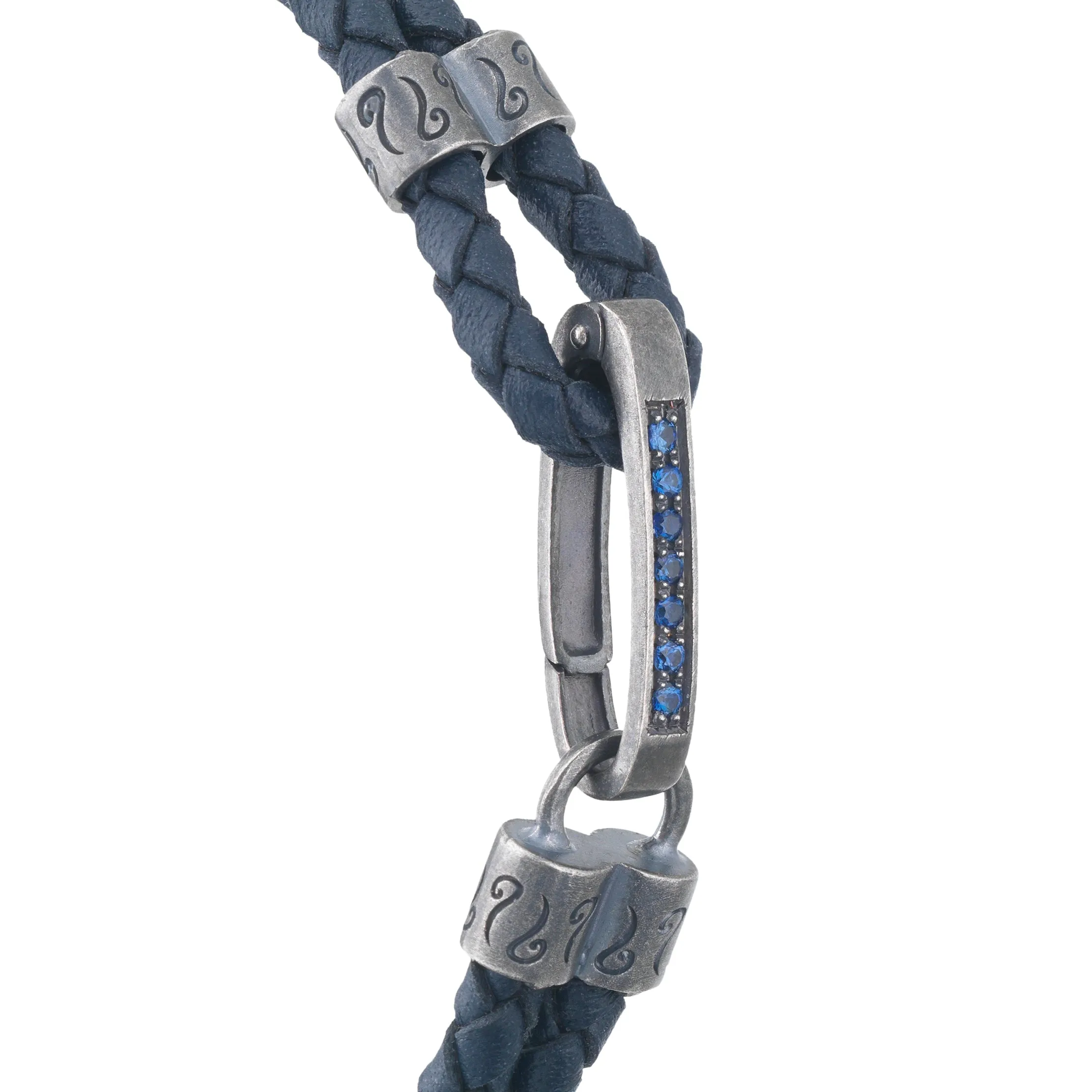 LASH Blue Sapphires Silver Clasp Bracelet with Blue Leather sold by Marco Dal Maso product image thumbnail 3