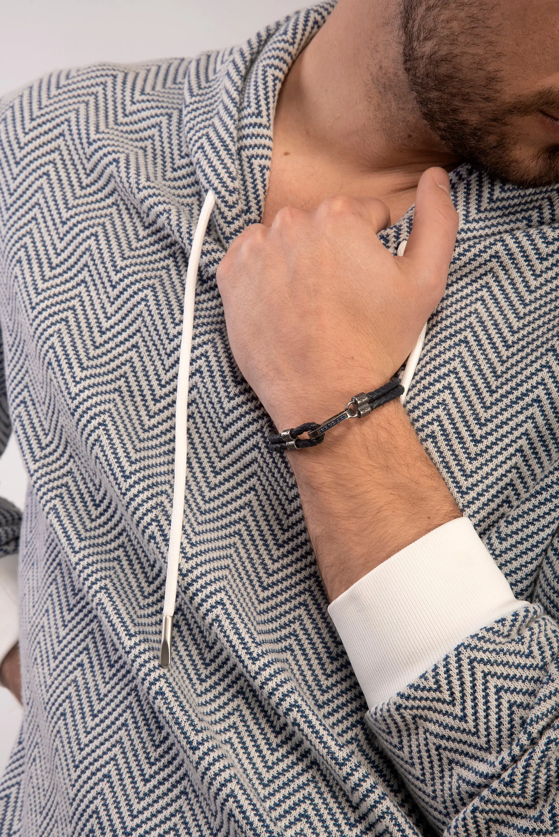 LASH Blue Sapphires Silver Clasp Bracelet with Blue Leather sold by Marco Dal Maso product image thumbnail 2