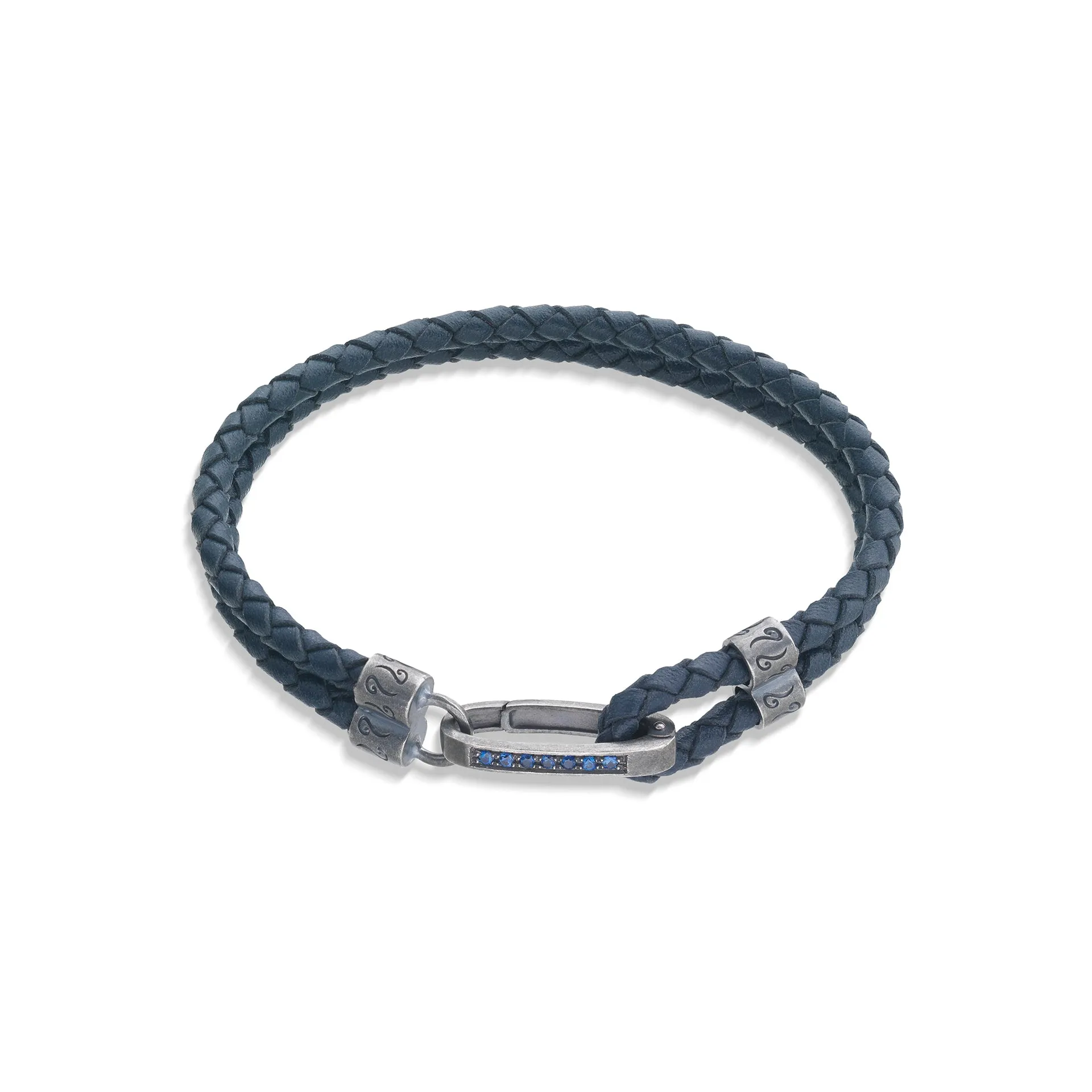 LASH Blue Sapphires Silver Clasp Bracelet with Blue Leather sold by Marco Dal Maso product image thumbnail 4