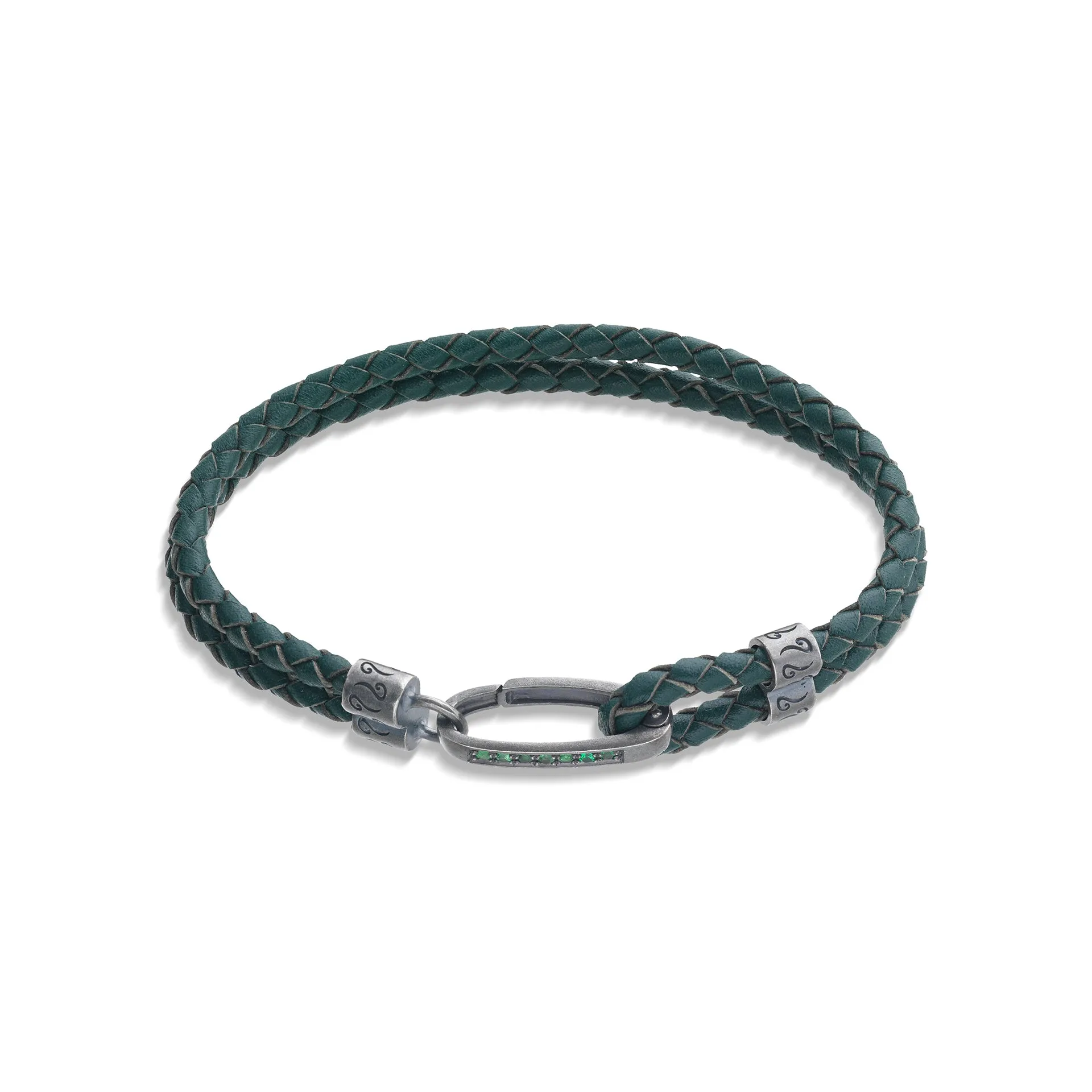 LASH Tsavorite Silver Clasp Bracelet with Green Leather sold by Marco Dal Maso product image thumbnail 5