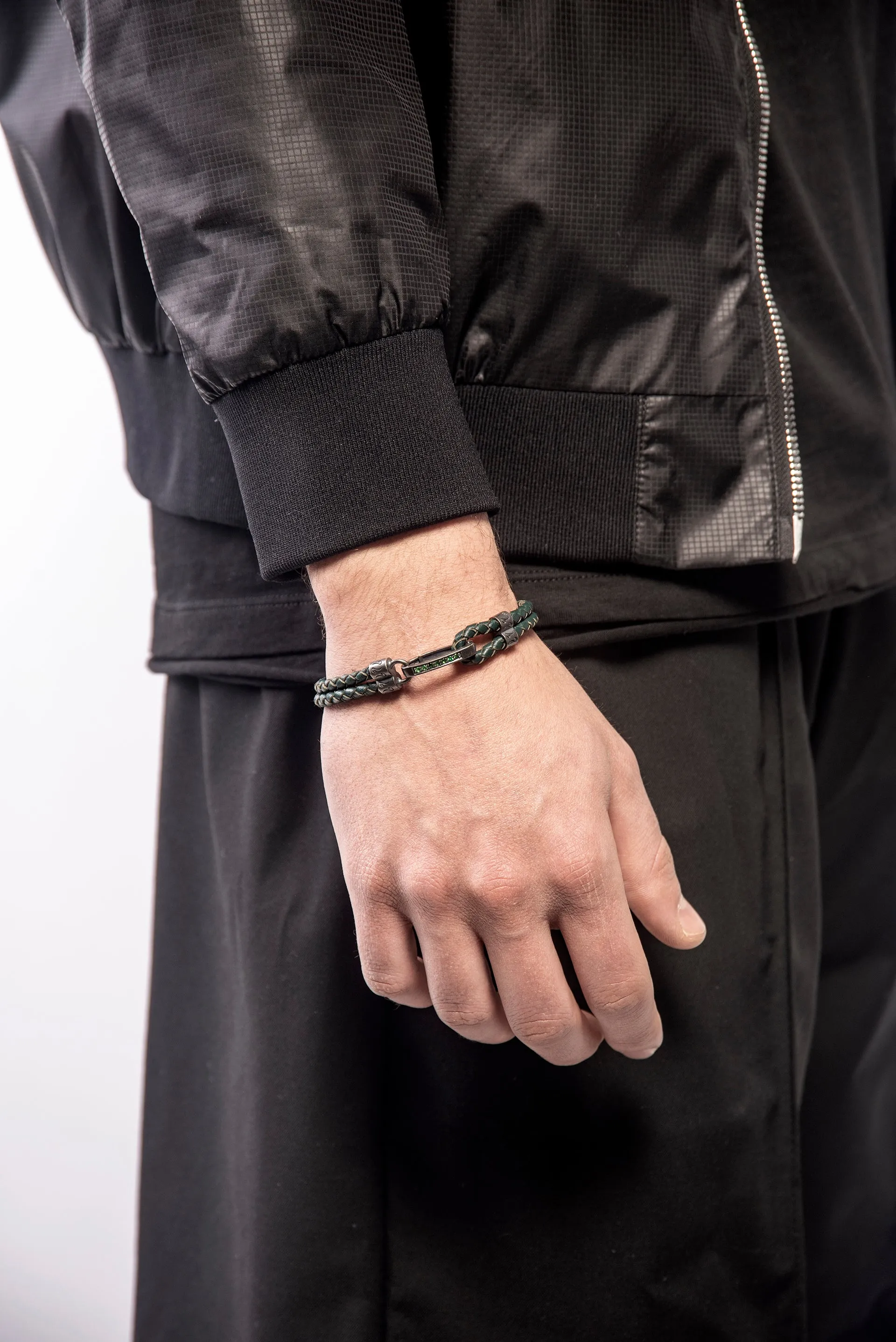 LASH Tsavorite Silver Clasp Bracelet with Green Leather sold by Marco Dal Maso product image thumbnail 4