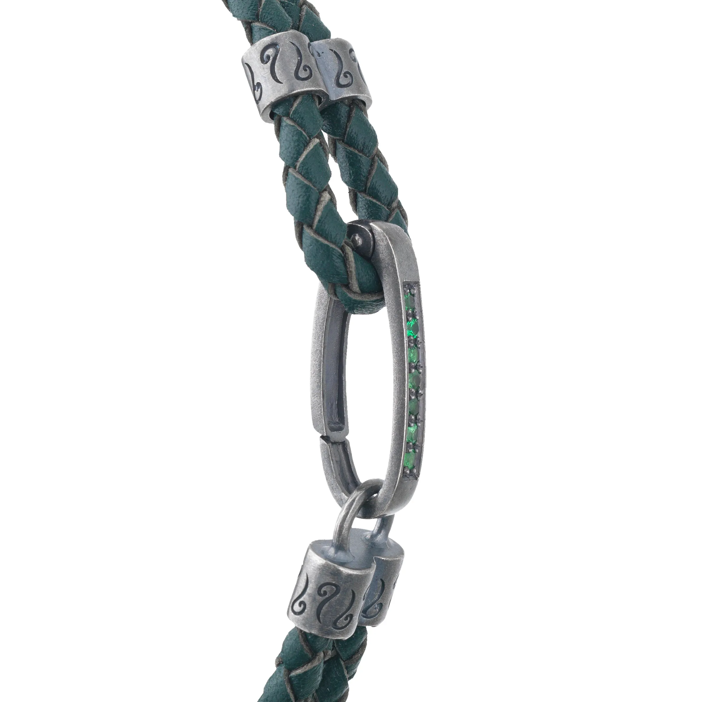 LASH Tsavorite Silver Clasp Bracelet with Green Leather sold by Marco Dal Maso product image thumbnail 3