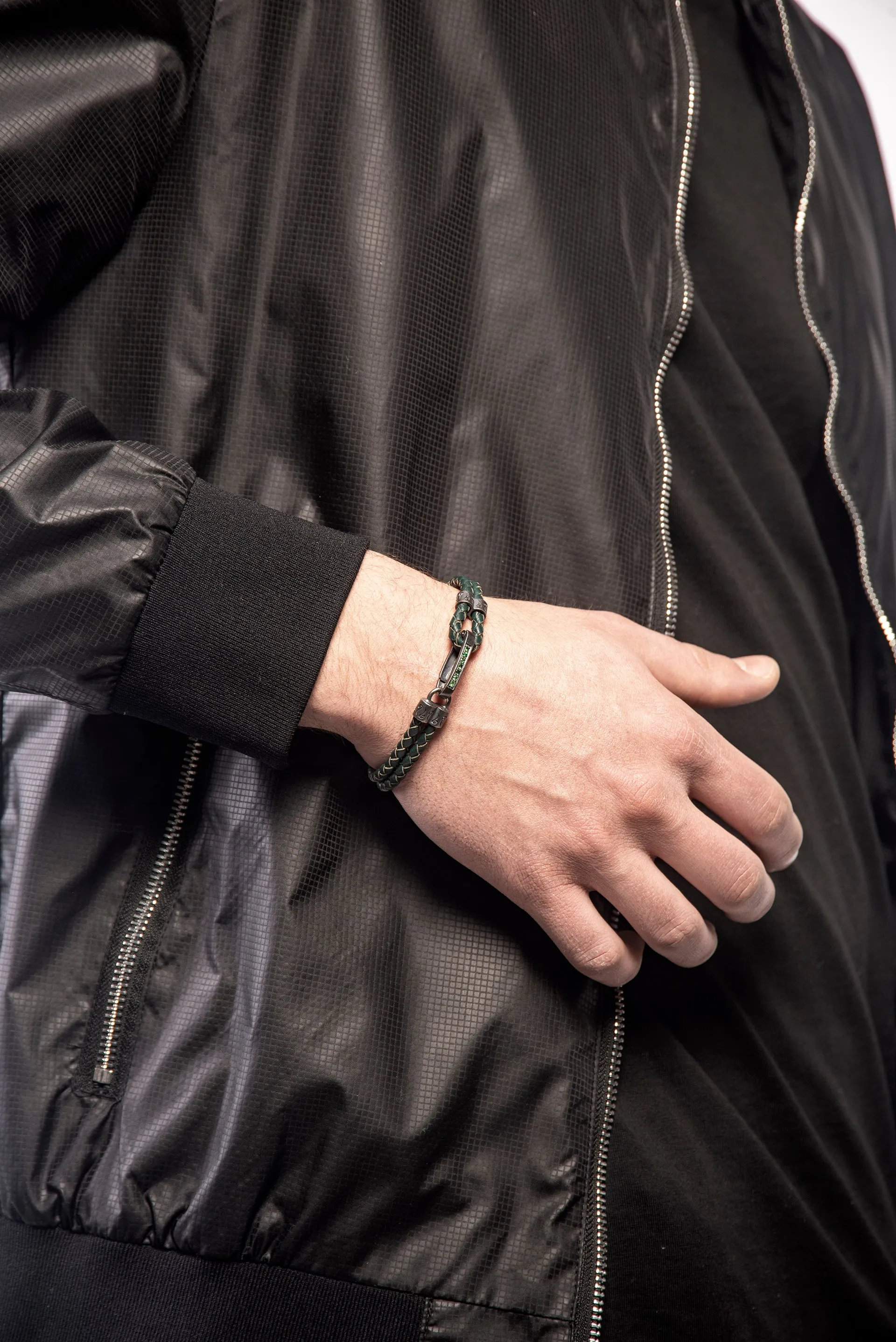 LASH Tsavorite Silver Clasp Bracelet with Green Leather sold by Marco Dal Maso product image thumbnail 2