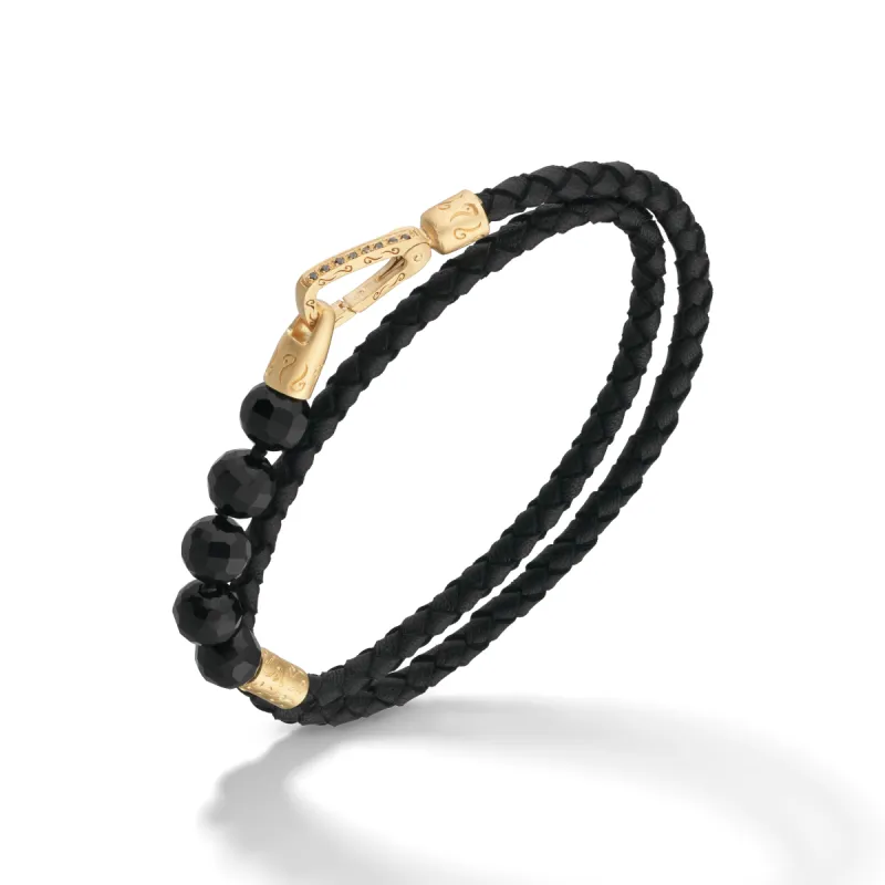 LASH Faceted Onyx 18K Vermeil Double Wrap  Bracelet with black diamonds sold by Marco Dal Maso