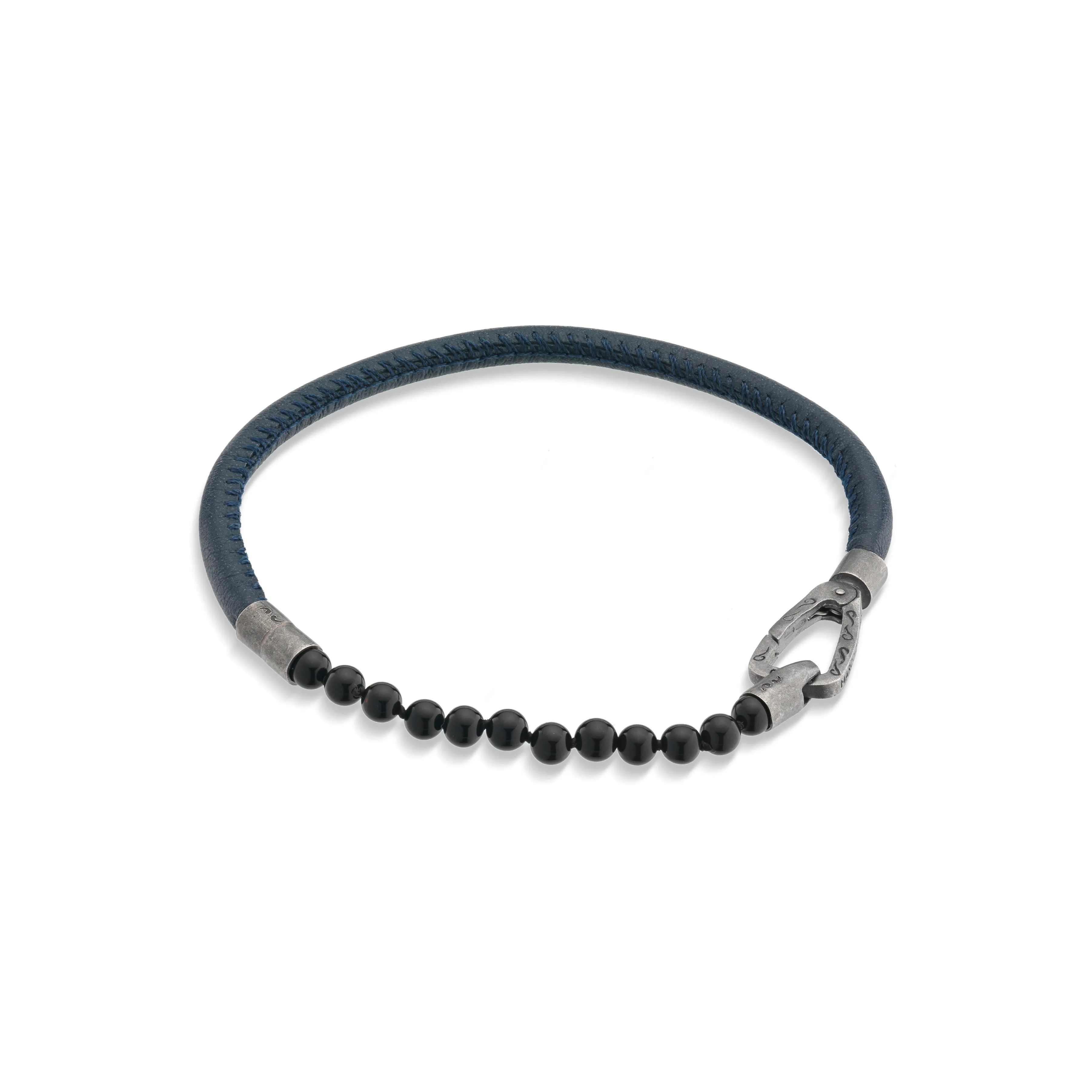 LASH Mini Onyx Beaded Single Bracelet with blue leather sold by Marco Dal Maso product image thumbnail 2
