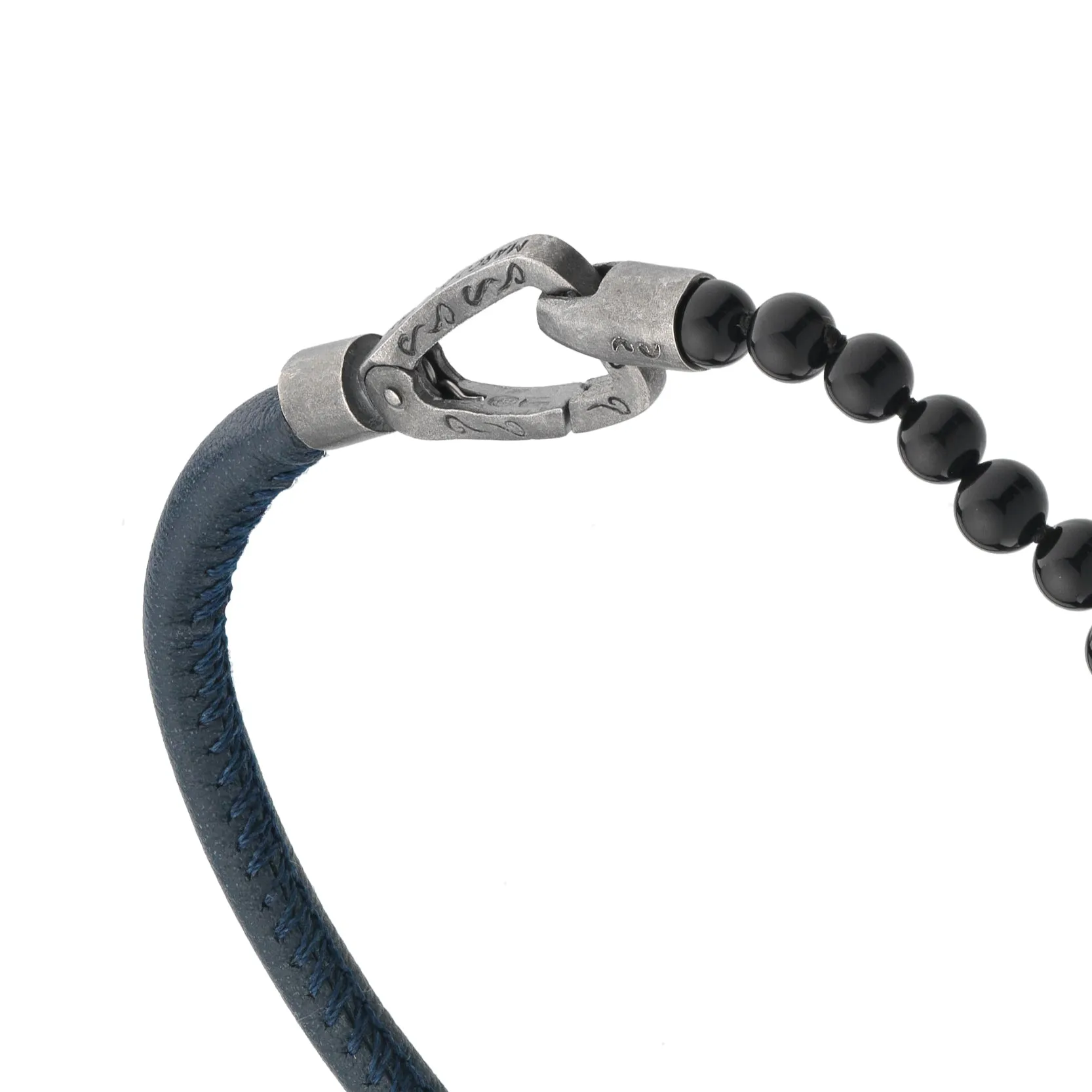 LASH Mini Onyx Beaded Single Bracelet with blue leather sold by Marco Dal Maso product image thumbnail 3