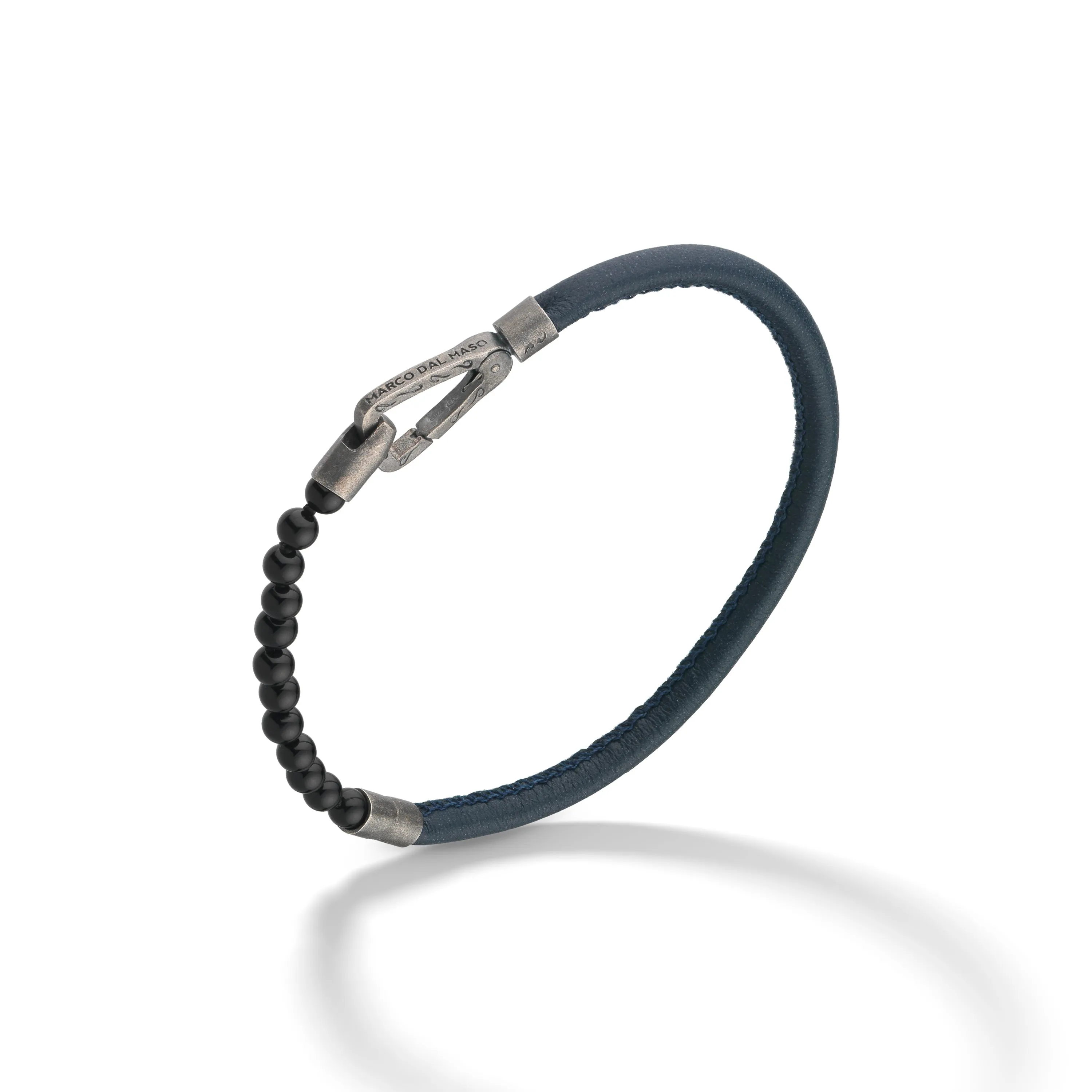 LASH Mini Onyx Beaded Single Bracelet with blue leather sold by Marco Dal Maso