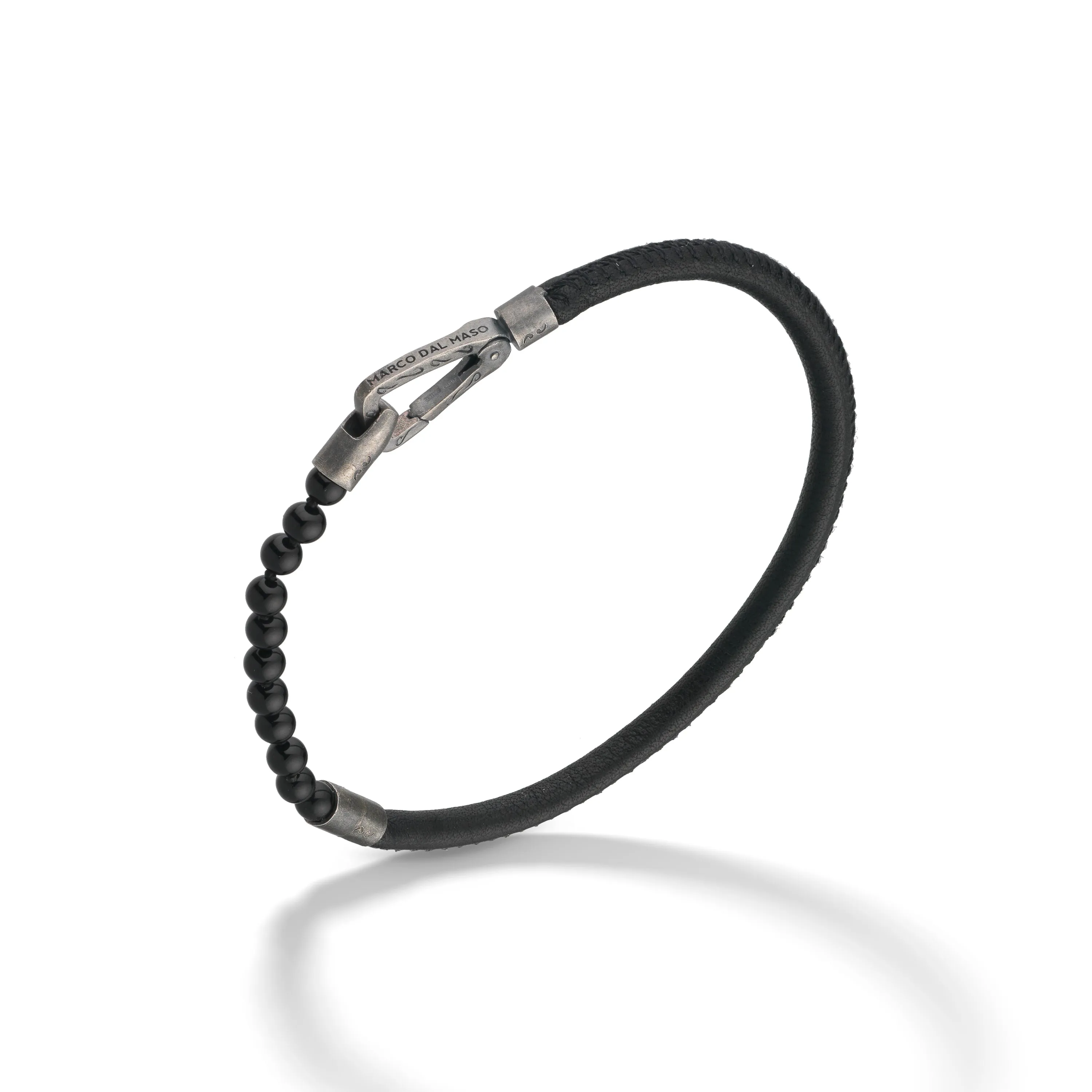LASH Mini Onyx Beaded Single Bracelet with black leather sold by Marco Dal Maso