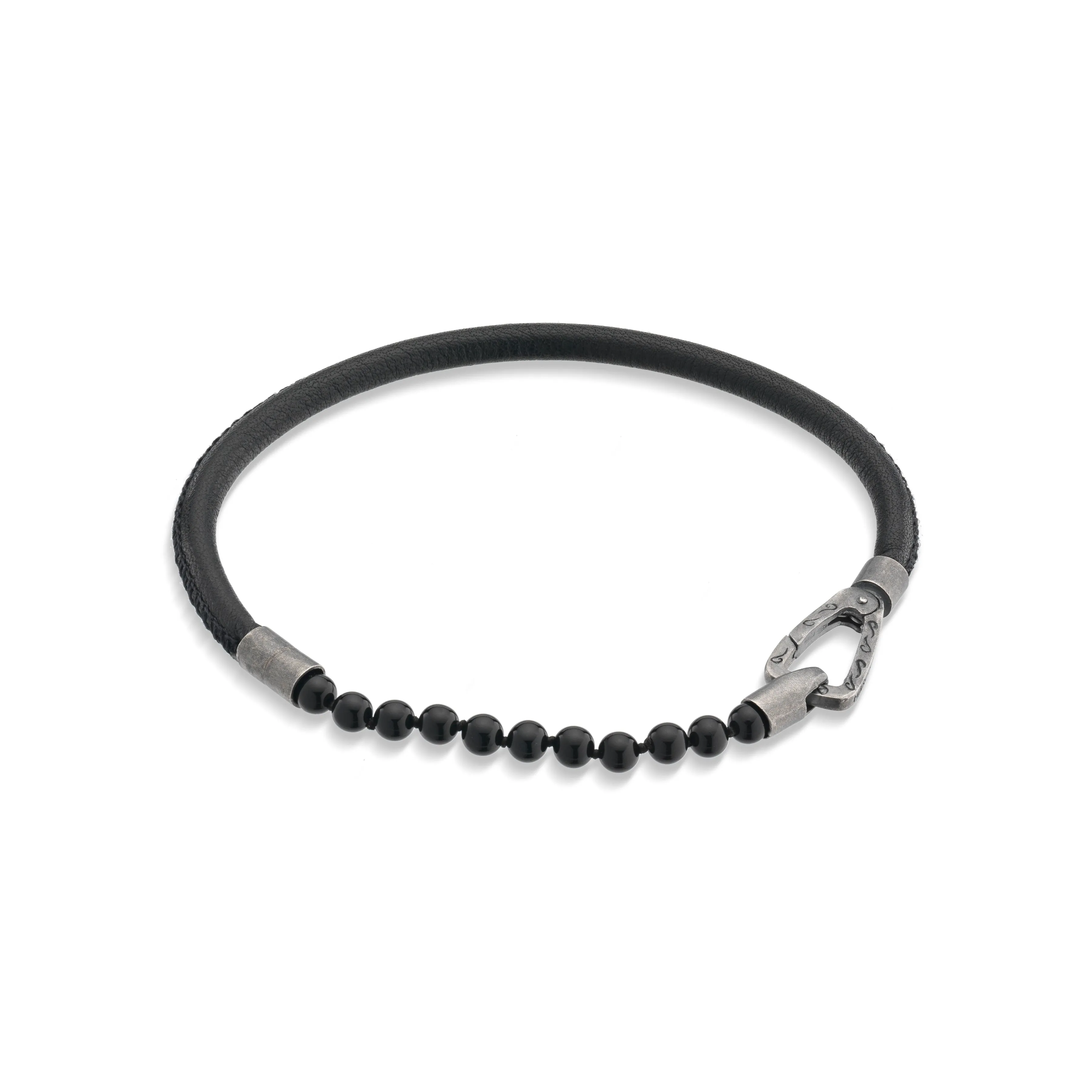 LASH Mini Onyx Beaded Single Bracelet with black leather sold by Marco Dal Maso product image thumbnail 2