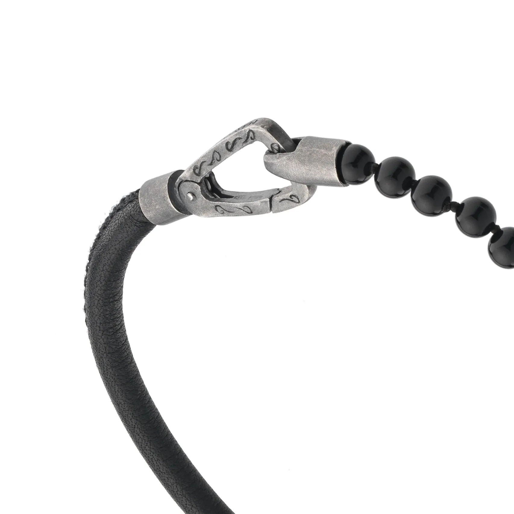 LASH Mini Onyx Beaded Single Bracelet with black leather sold by Marco Dal Maso product image thumbnail 3