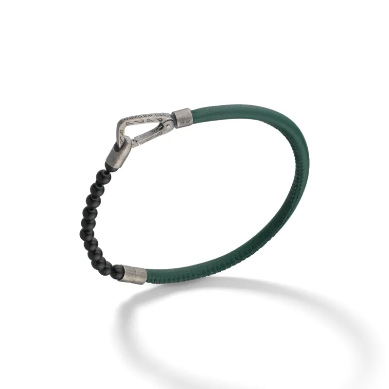 LASH Mini Onyx Beaded Single Bracelet with green leather sold by Marco Dal Maso
