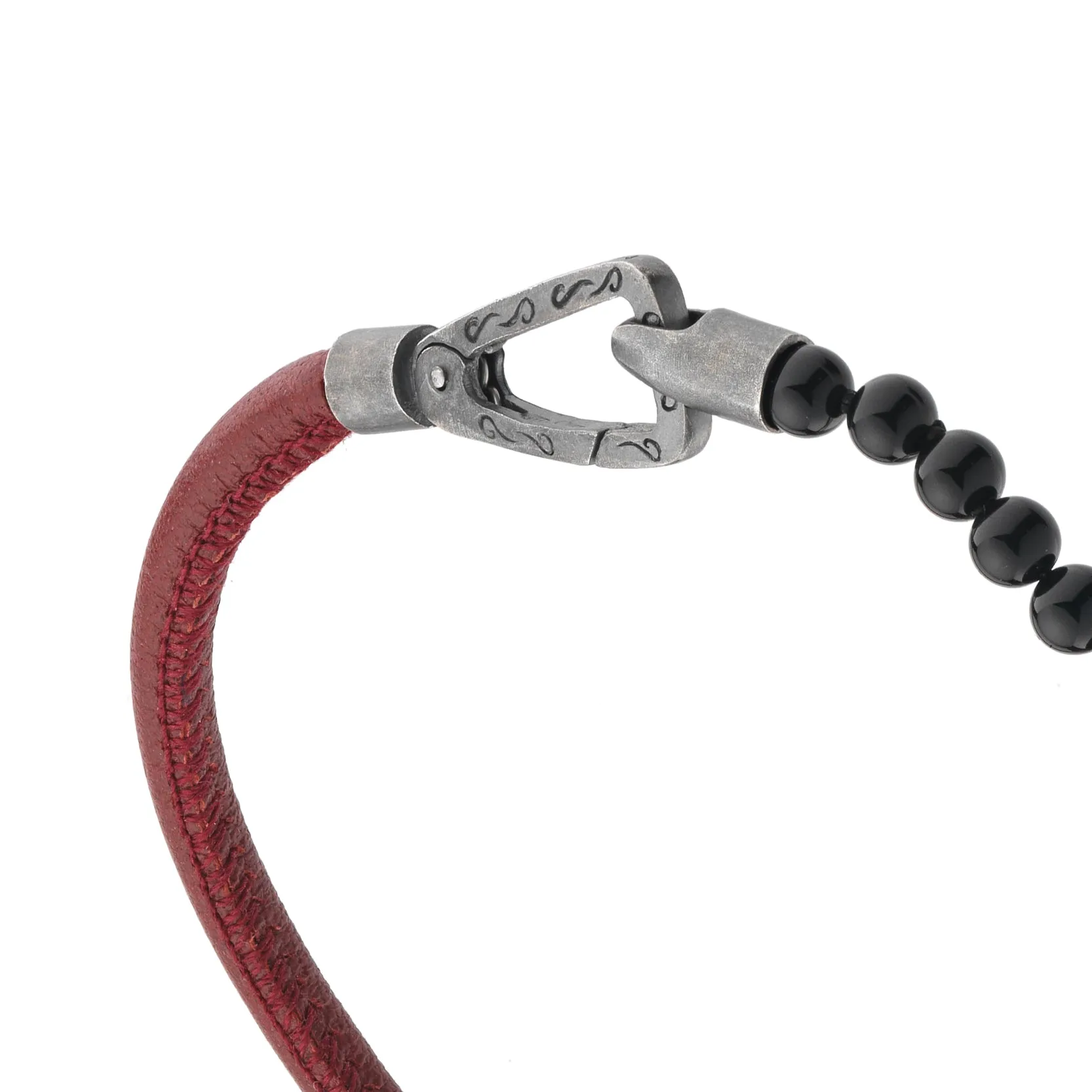 LASH Mini Onyx Beaded Single Bracelet with red leather sold by Marco Dal Maso product image thumbnail 3