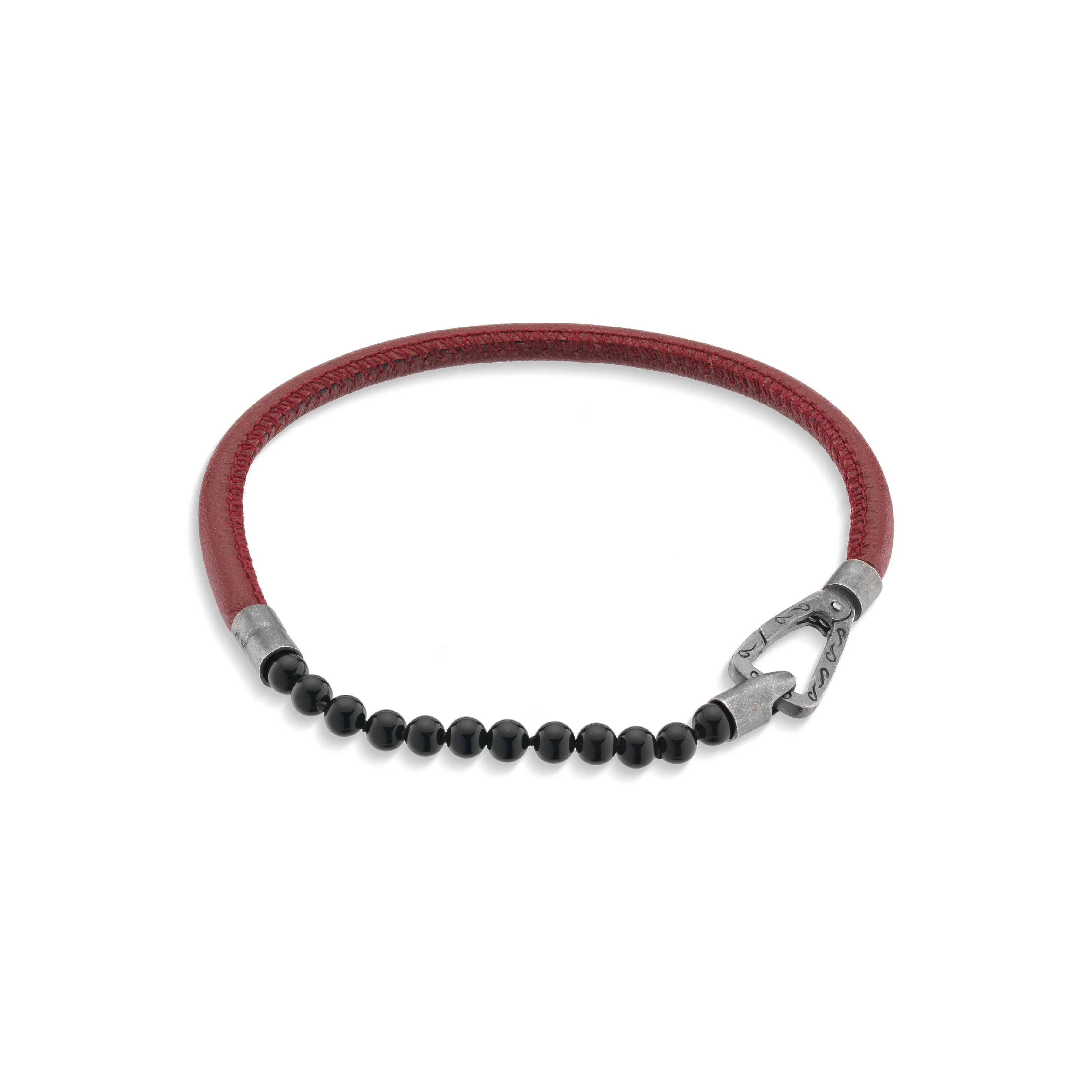 LASH Mini Onyx Beaded Single Bracelet with red leather sold by Marco Dal Maso product image thumbnail 2