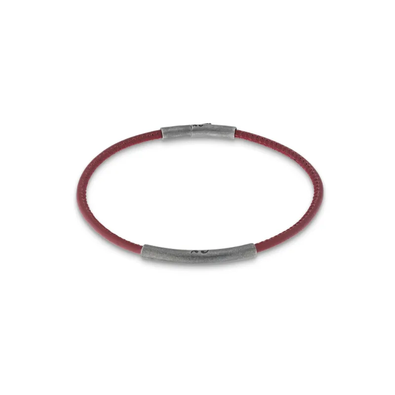 LASH Red Leather and Silver Bracelet sold by Marco Dal Maso