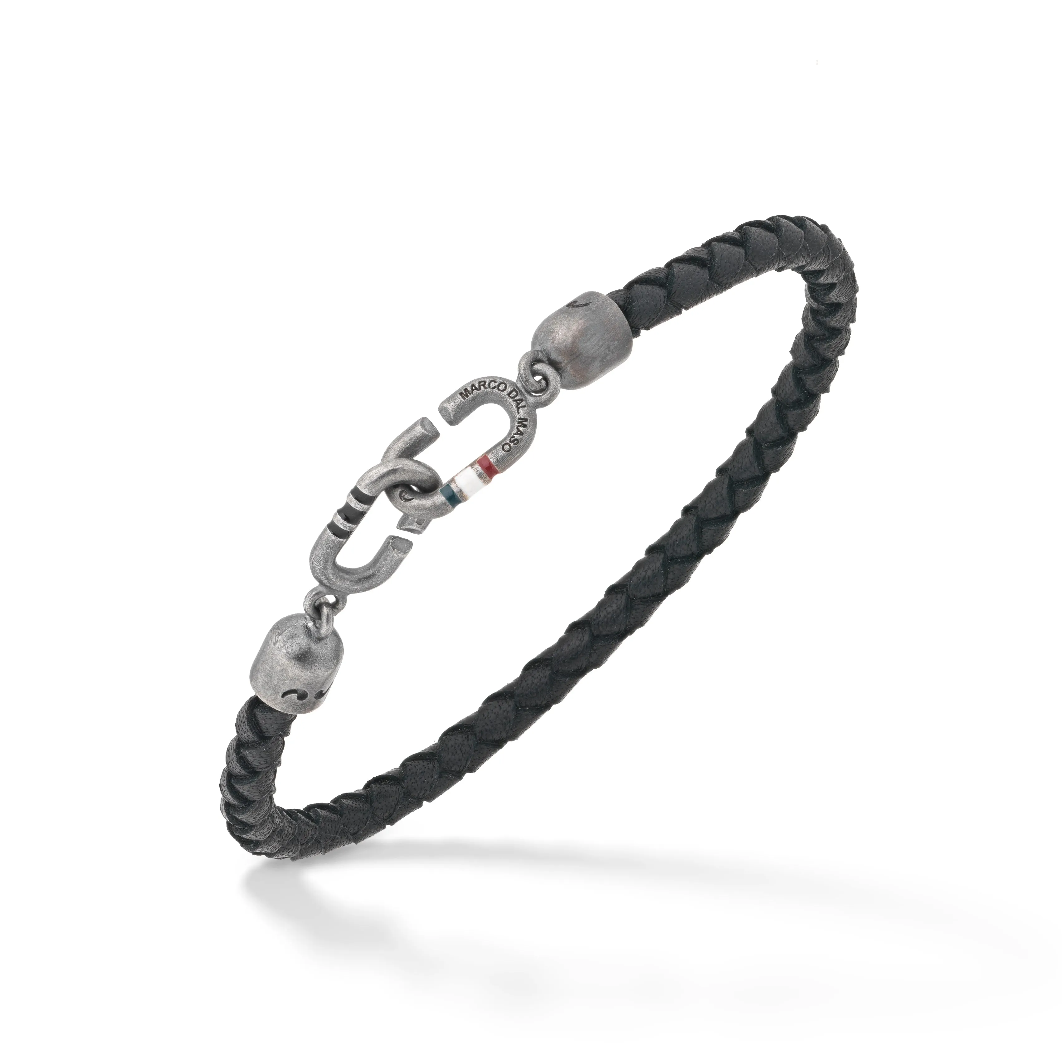 THE LINK Single Black Enamel and Leather Bracelet sold by Marco Dal Maso