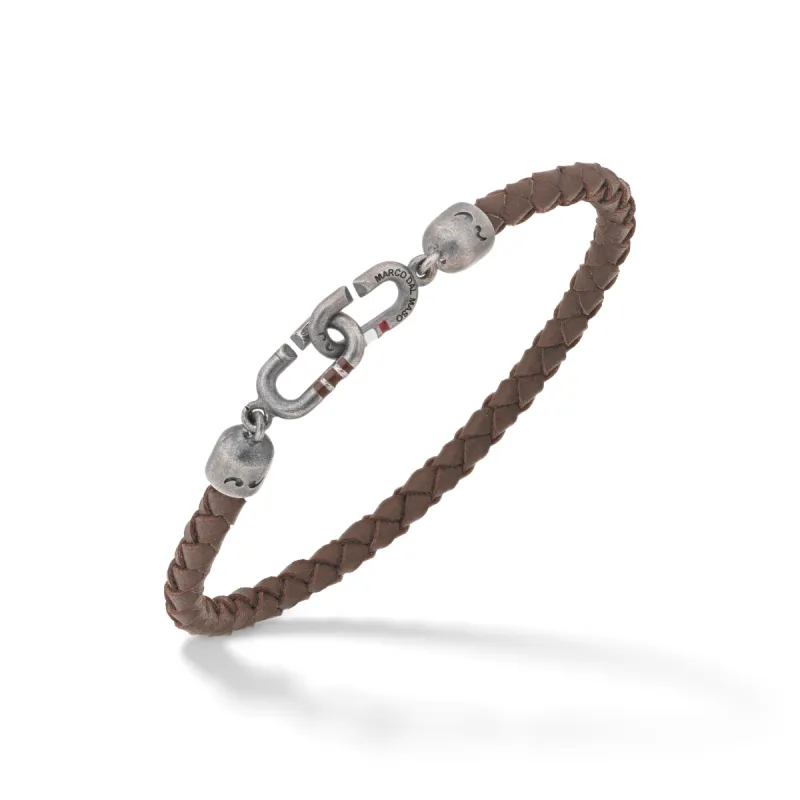 THE LINK Single Brown Enamel and Leather Bracelet sold by Marco Dal Maso