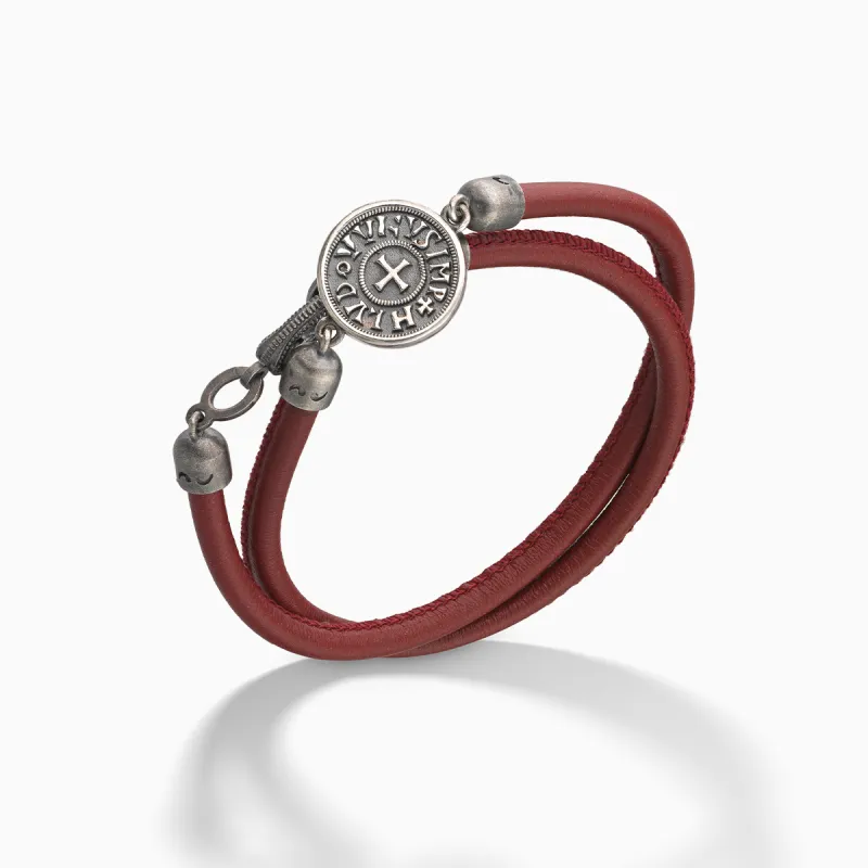MONETA Red Leather Bracelet sold by Marco Dal Maso