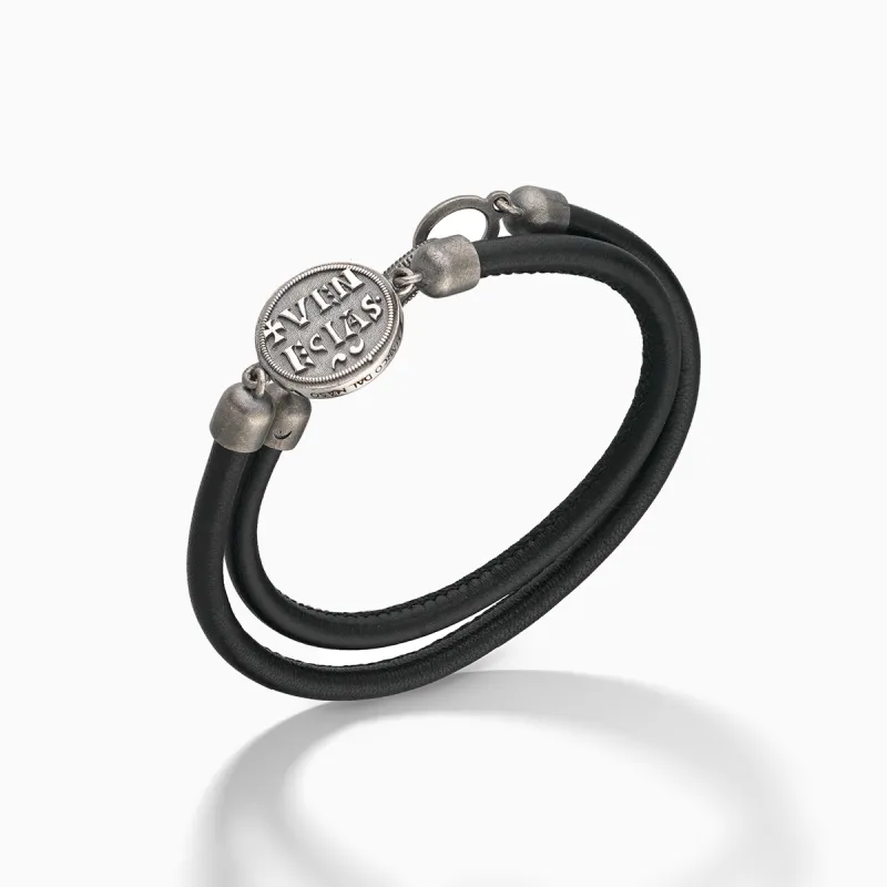MONETA Black Leather Bracelet sold by Marco Dal Maso