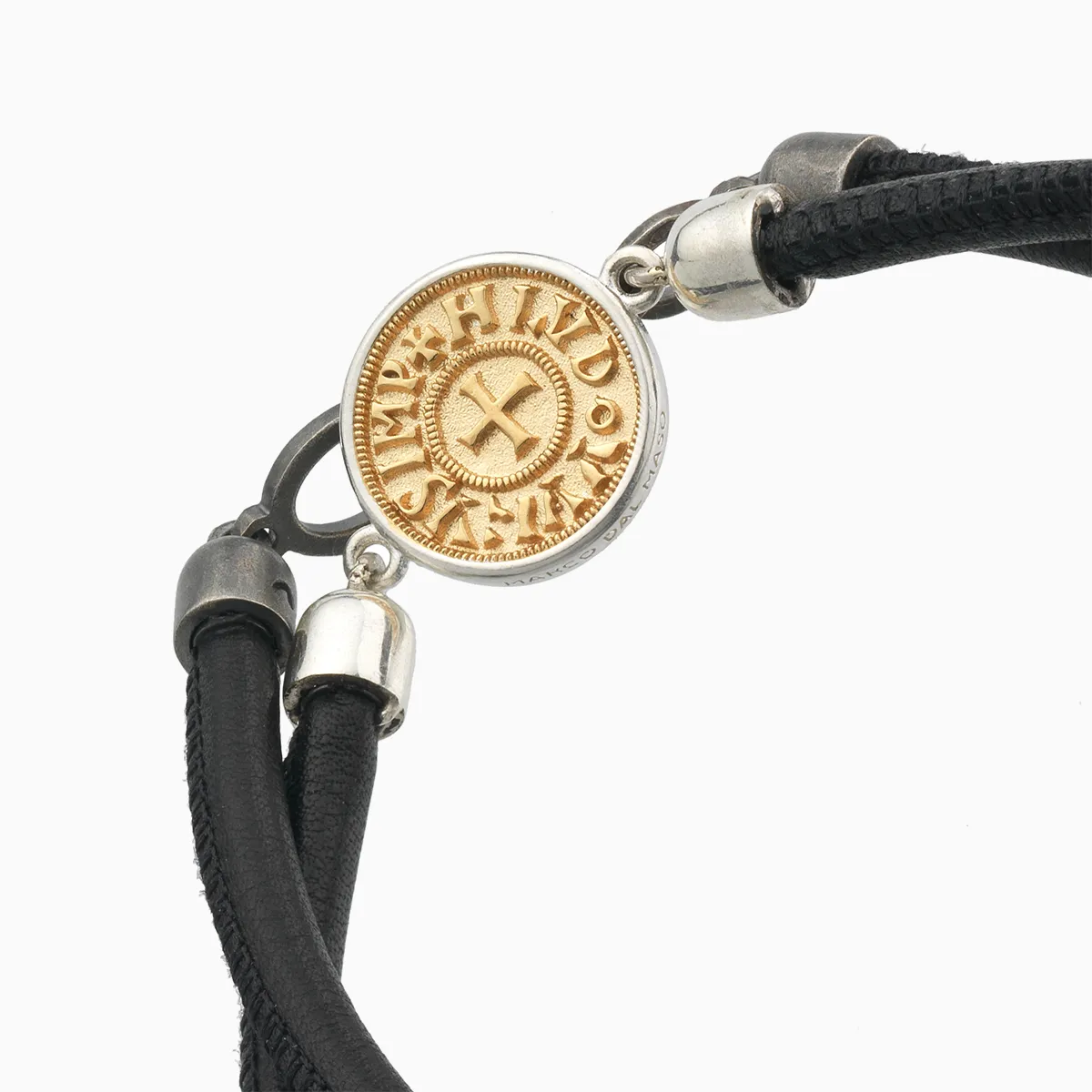 MONETA 18K Yellow Vermeil Bracelet With Black Leather sold by Marco Dal Maso product image thumbnail 3