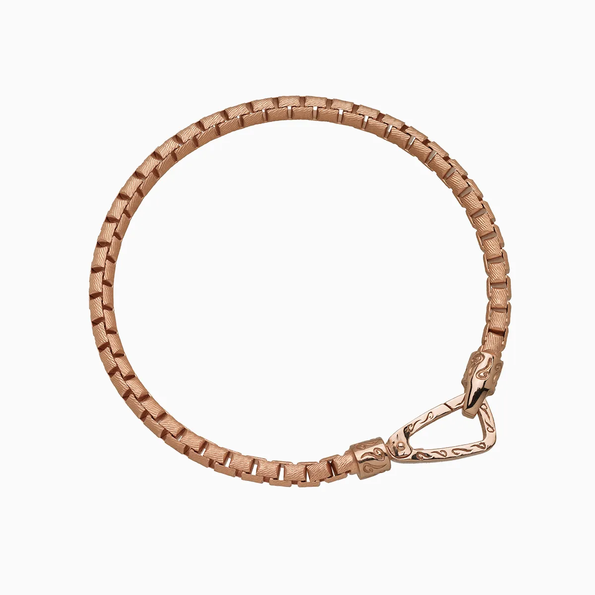 ULYSSES Carved Tubular 18K Rose Gold Vermeil Bracelet with Matte Chain and Polished Clasp sold by Marco Dal Maso