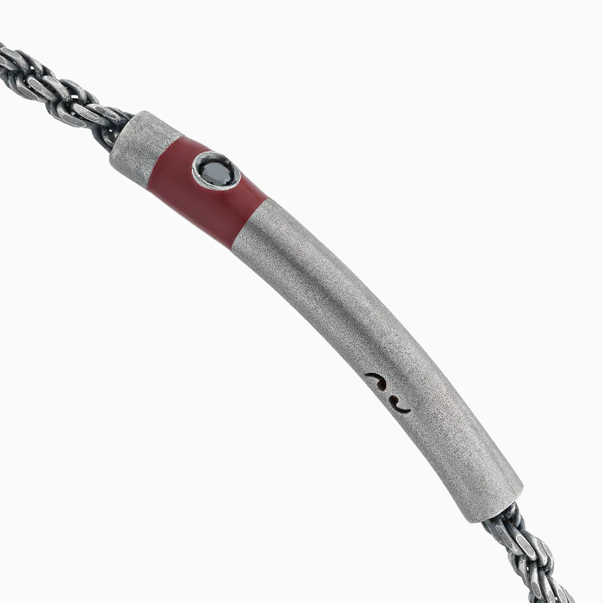 ULYSSES Cord Bracelet with Black Diamond and Red Enamel sold by Marco Dal Maso product image thumbnail 4