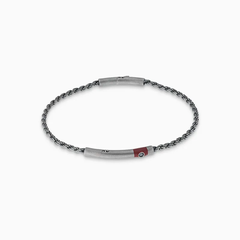 ULYSSES Cord Bracelet with Black Diamond and Red Enamel sold by Marco Dal Maso