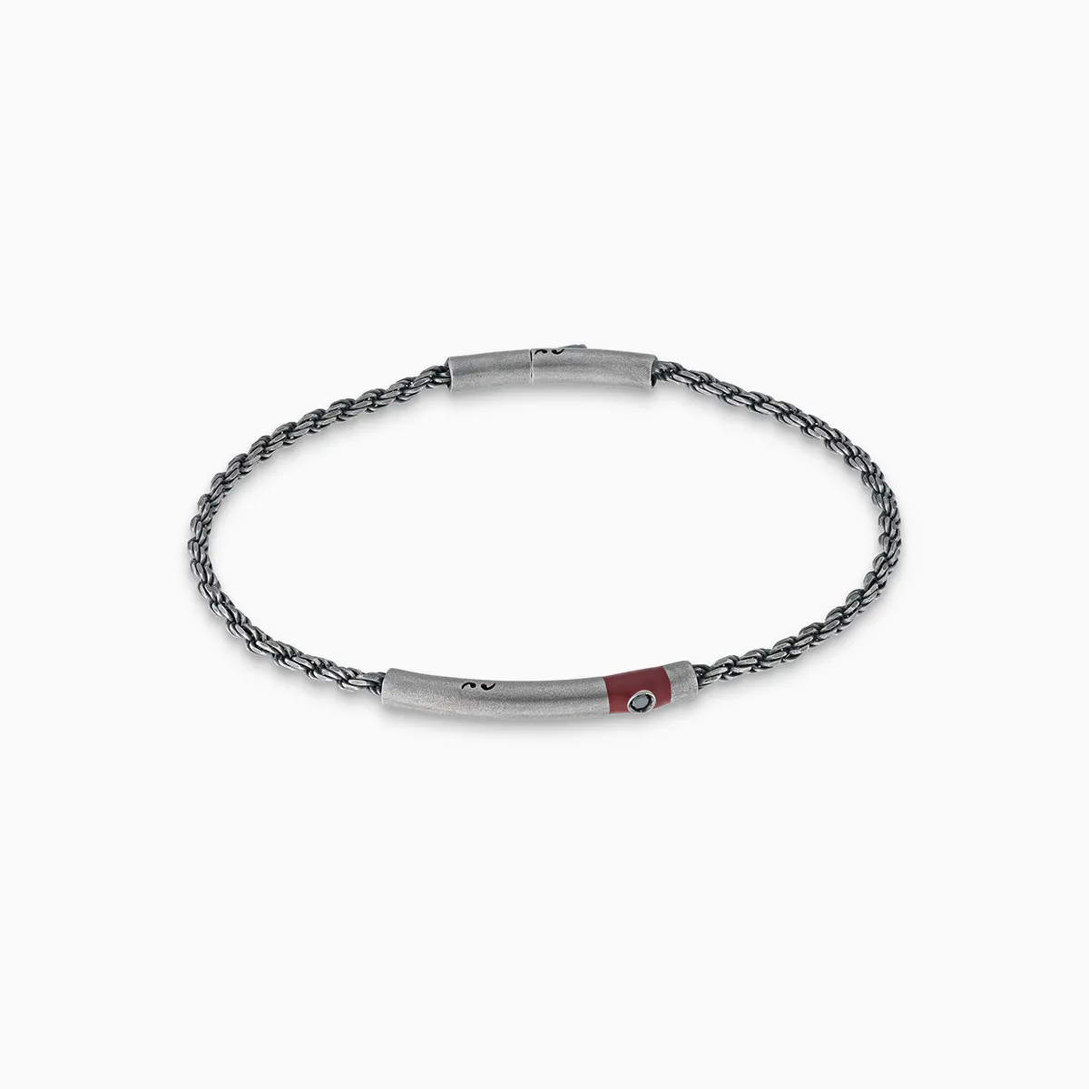 ULYSSES Cord Bracelet with Black Diamond and Red Enamel sold by Marco Dal Maso