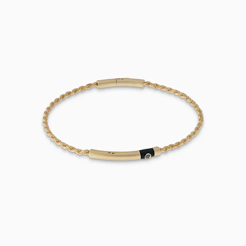 ULYSSES 18K Yellow Gold Vermeil Cord Bracelet with Black Diamond and Enamel sold by Marco Dal Maso