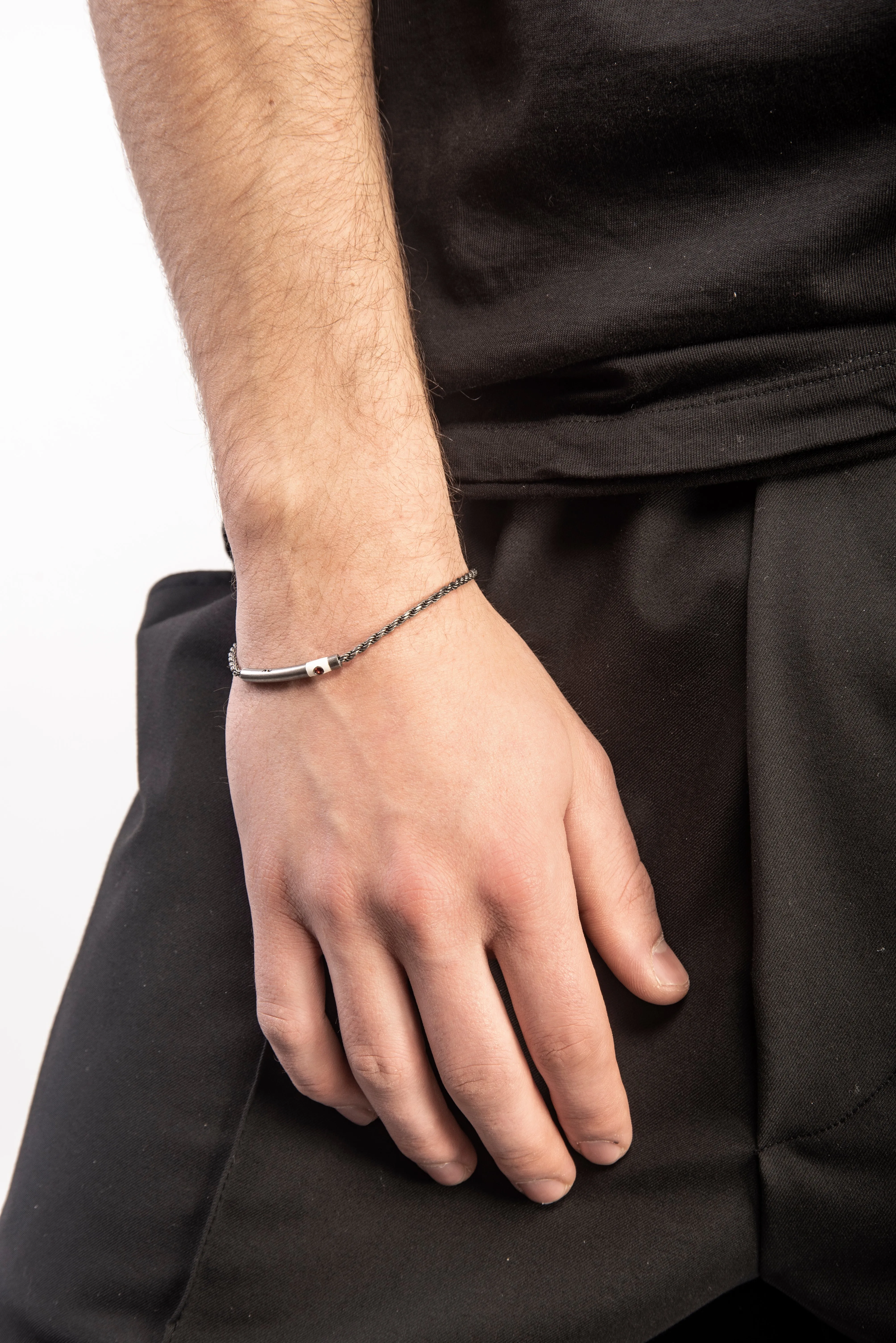 ULYSSES Cord Bracelet with Red Sapphires and Ivory Enamel sold by Marco Dal Maso product image thumbnail 2