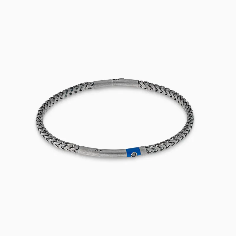 ULYSSES Chain Bracelet with Black Diamond and Blue Enamel sold by Marco Dal Maso