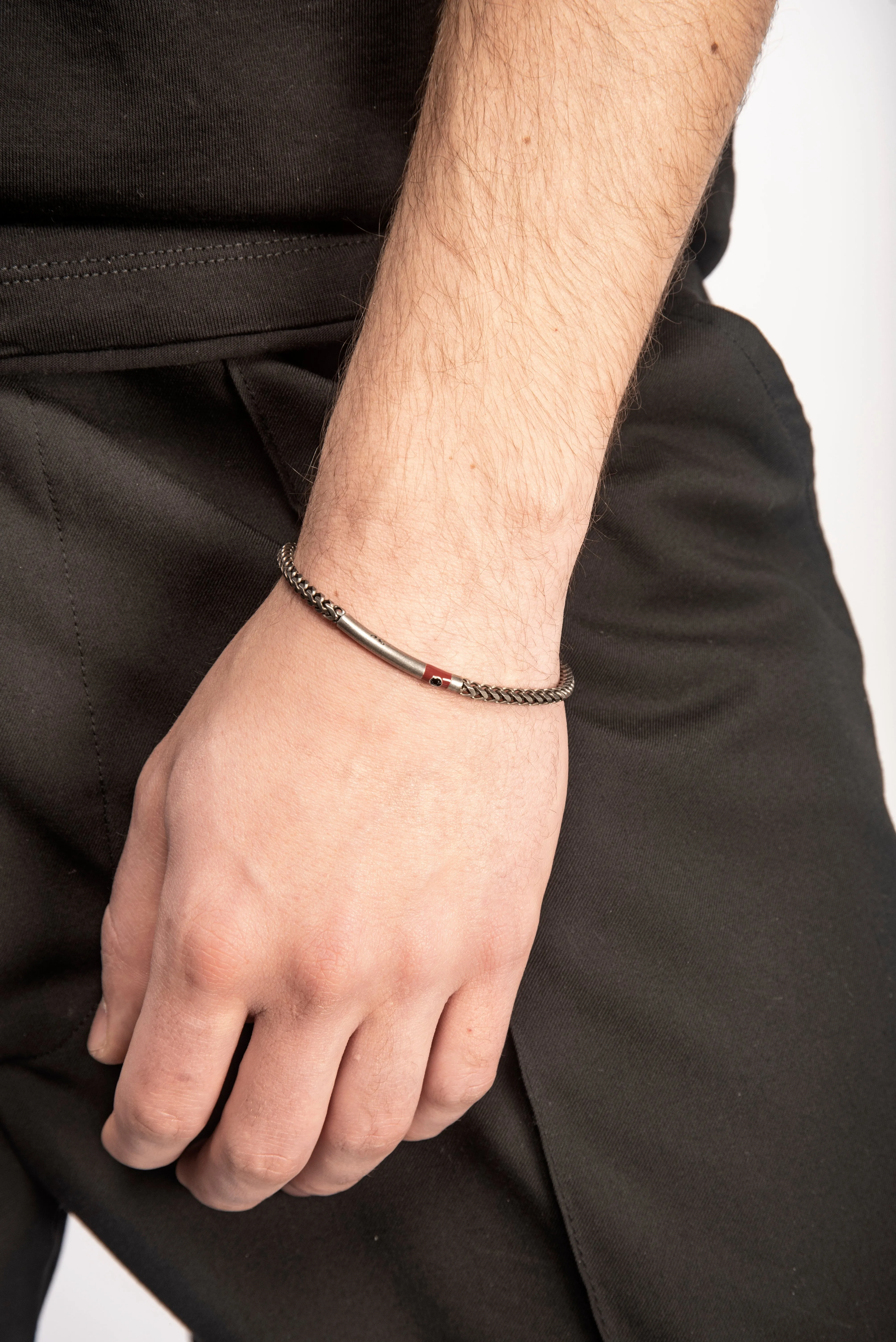 ULYSSES Chain Bracelet with Black Diamond and Red Enamel sold by Marco Dal Maso product image thumbnail 2