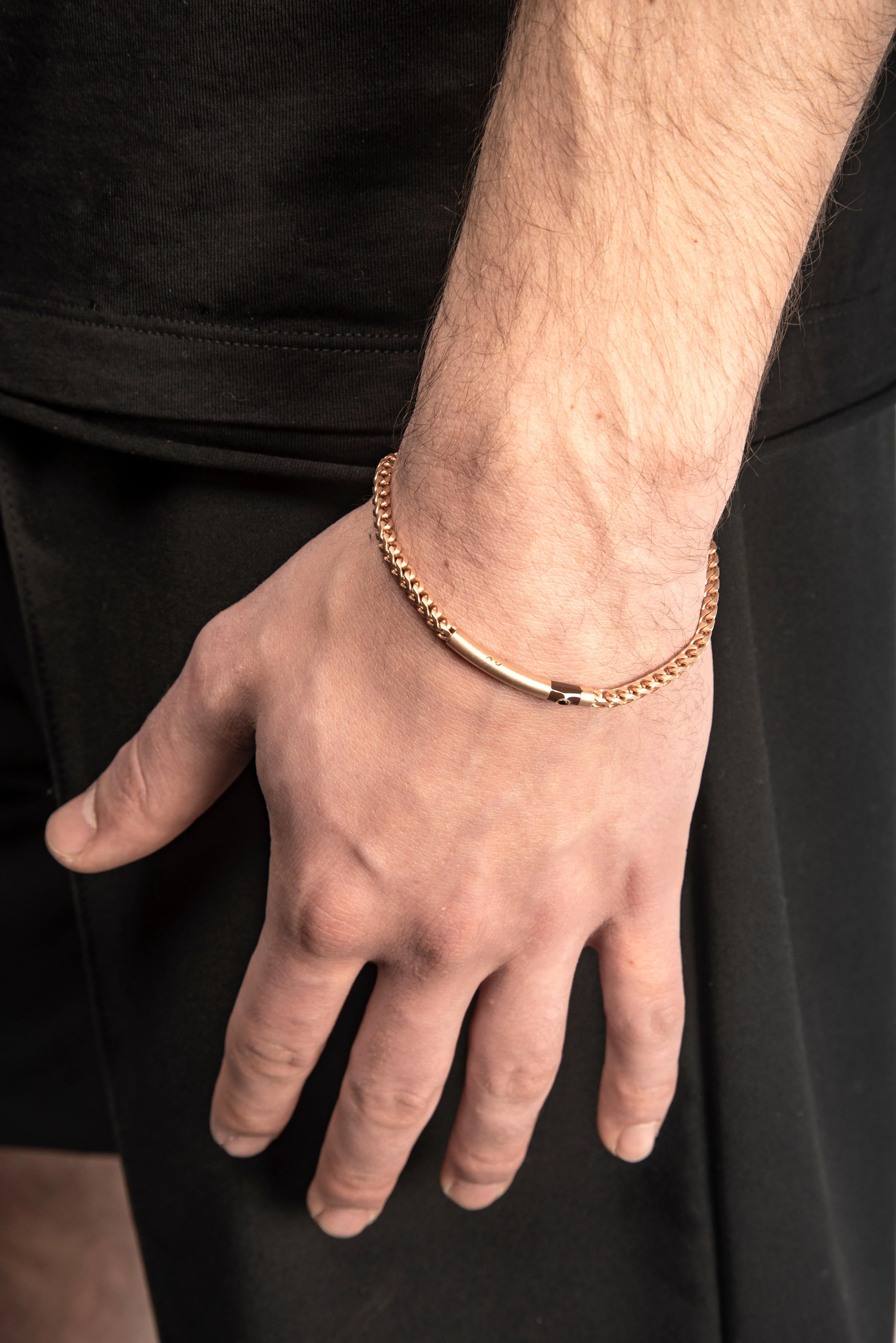 ULYSSES Chain 18K Rose Gold Vermeil Bracelet with Black Diamond and Brown Enamel sold by Marco Dal Maso product image thumbnail 2