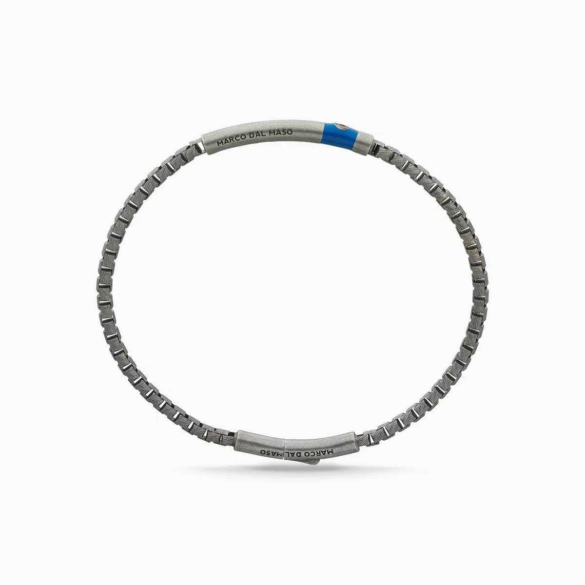 ULYSSES Carved Tubular Oxidized Bracelet with Black Diamond and Blue Enamel sold by Marco Dal Maso product image thumbnail 2