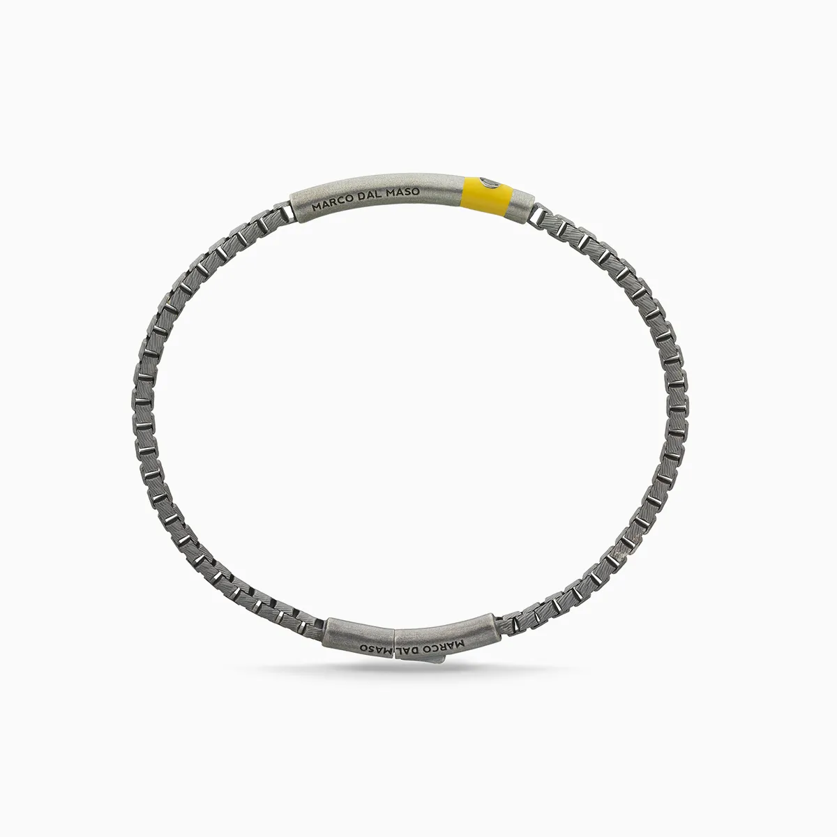 ULYSSES Carved Tubular Oxidized Bracelet with Black Diamond and Yellow Enamel sold by Marco Dal Maso product image thumbnail 2