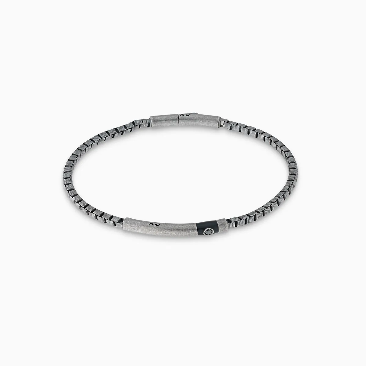 ULYSSES Carved Tubular Oxidized Bracelet with Black Diamond and Black Enamel sold by Marco Dal Maso