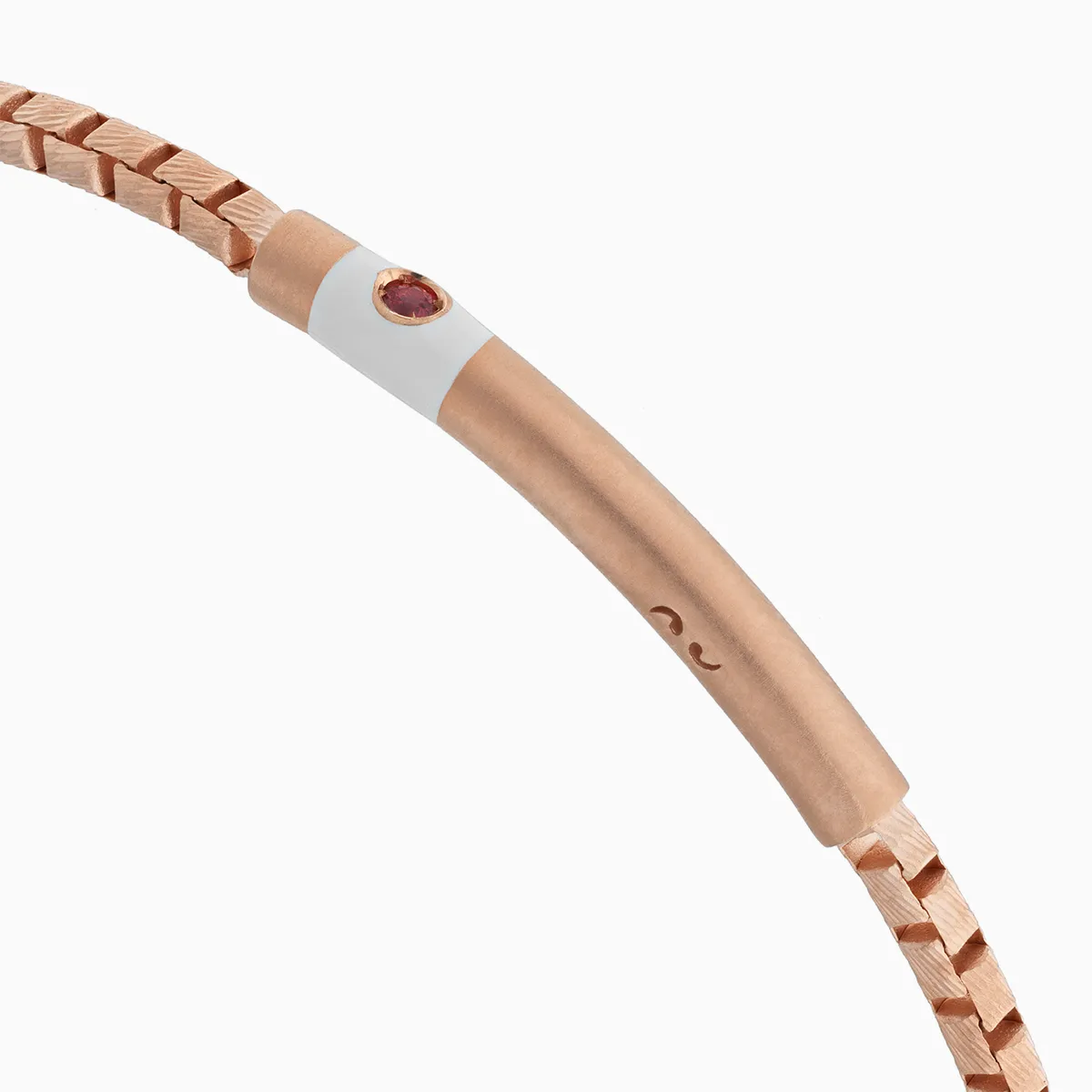 ULYSSES Carved Tubular 18K Rose Gold Vermeil Bracelet with Red Sapphires and Ivory Enamel sold by Marco Dal Maso product image thumbnail 4