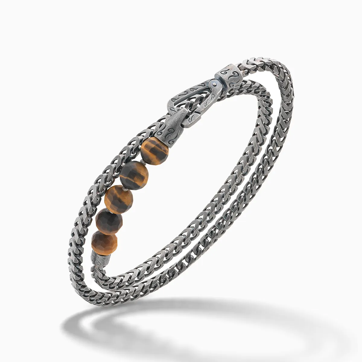 ULYSSES Faceted Beaded Tiger Eye Chain Double Wrap Bracelet sold by Marco Dal Maso
