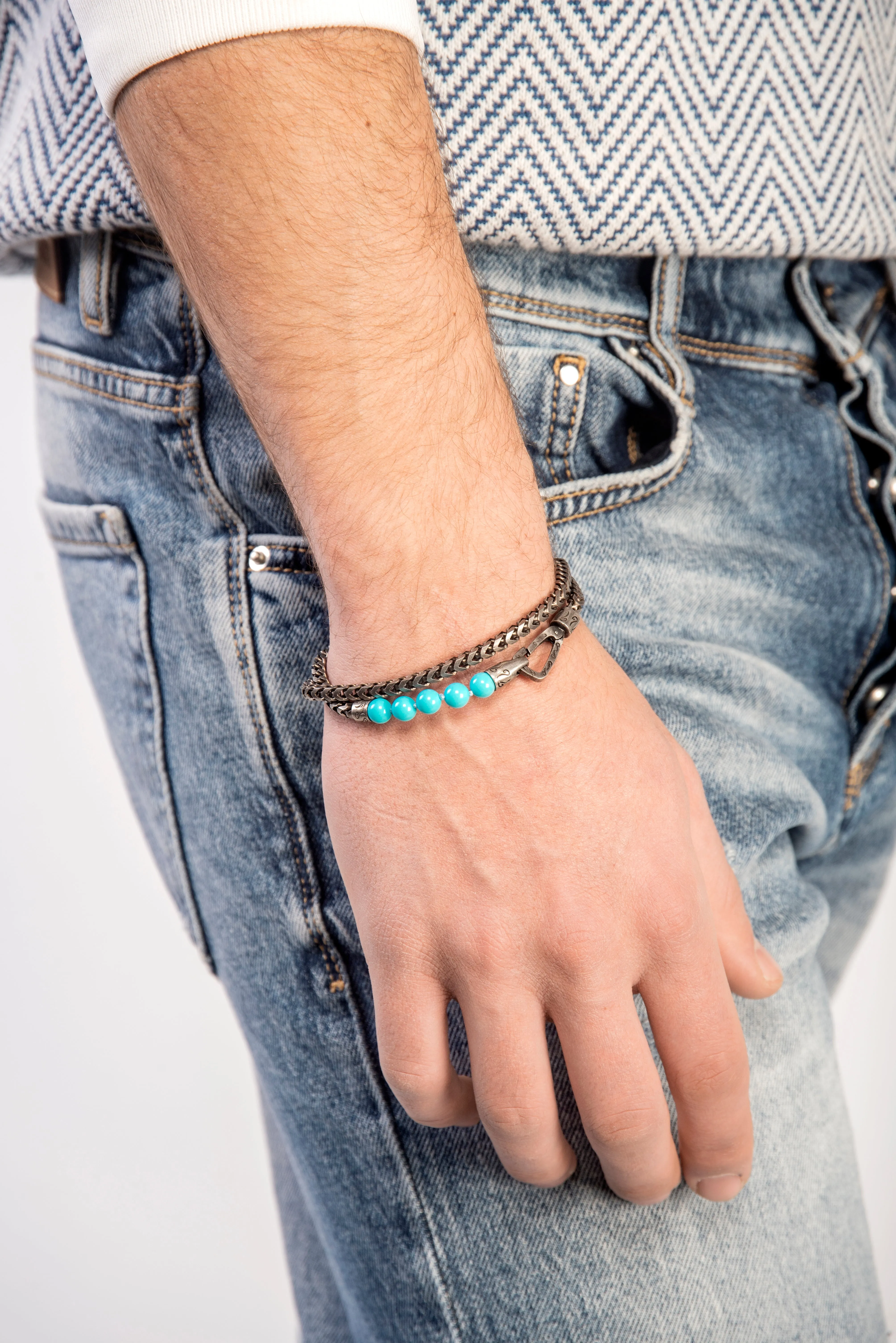 ULYSSES Turquoise Beads Double Chain Bracelet sold by Marco Dal Maso product image thumbnail 2