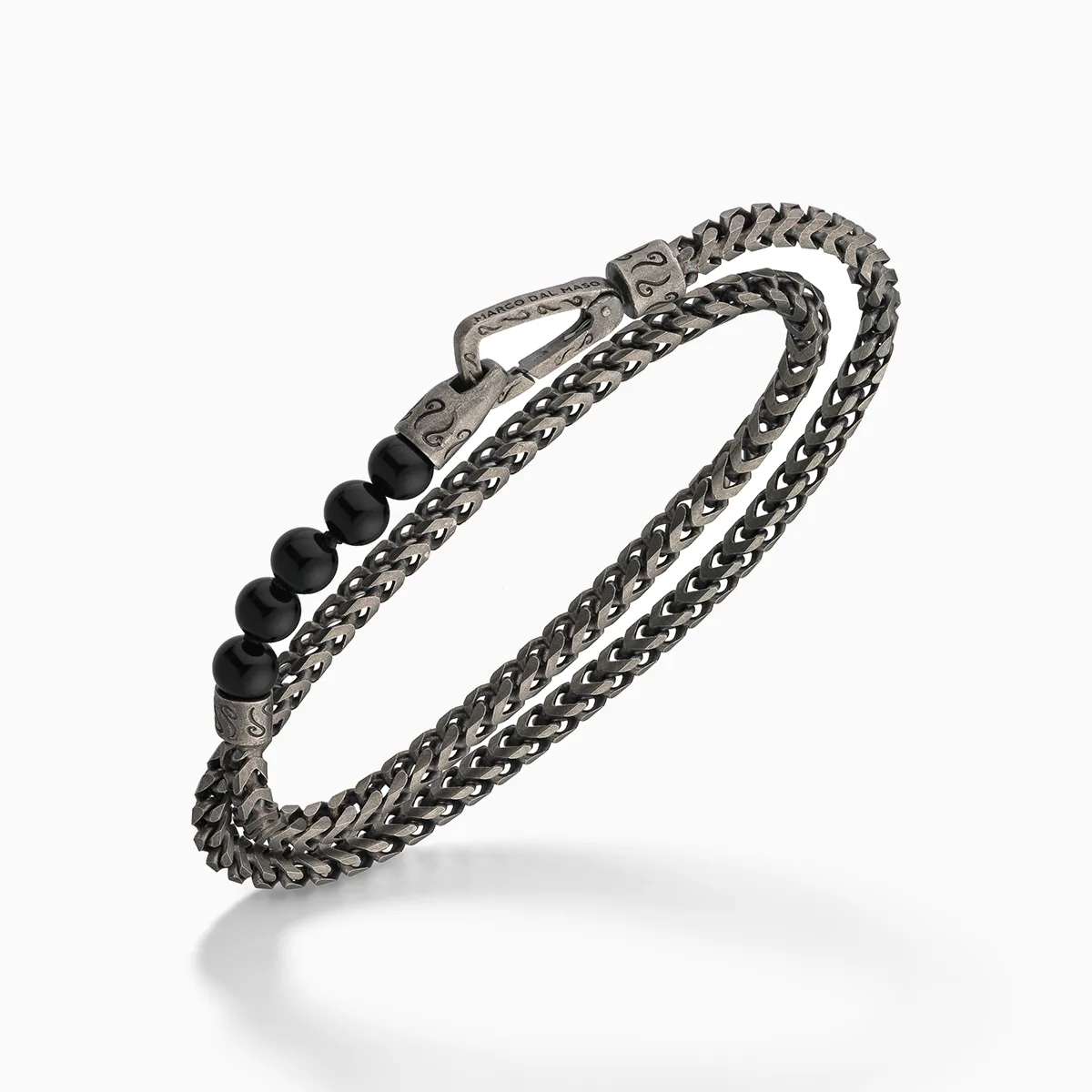 ULYSSES Beaded Onyx Double Chain Bracelet sold by Marco Dal Maso