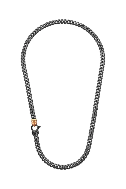 FLAMING TONGUE 18K Rose Gold Vermeil and Oxidized Chain Necklace sold by Marco Dal Maso