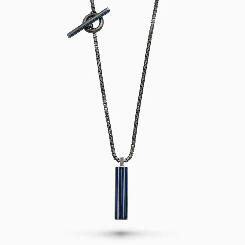 ACIES Oxidized Silver Pendant with Blue Enamel sold by Marco Dal Maso